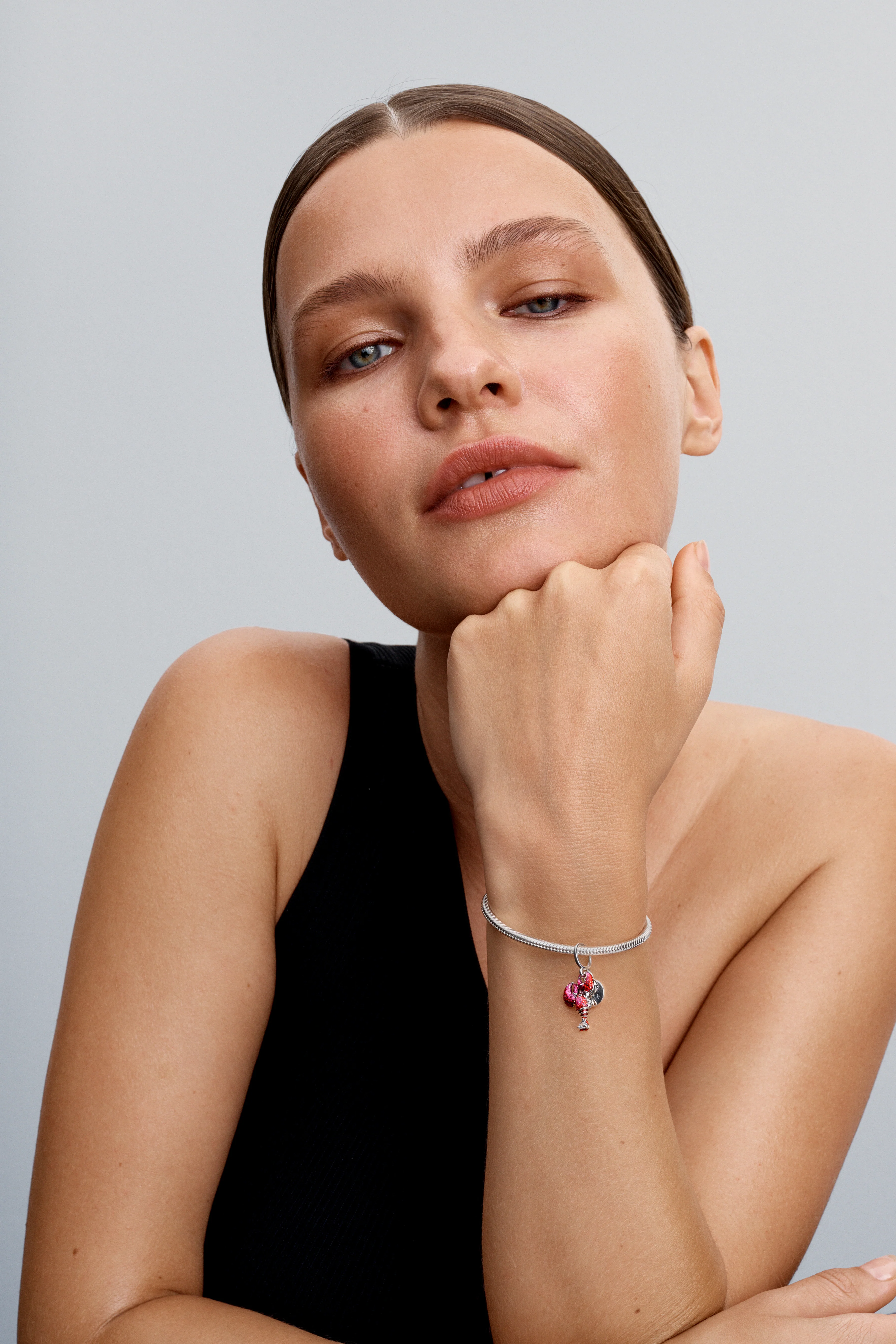 Love Lobster Sterling Silver Double Dangle With Clear Cubic Zirconia, Black, Glittery Red And Pink Enamel - Image 2