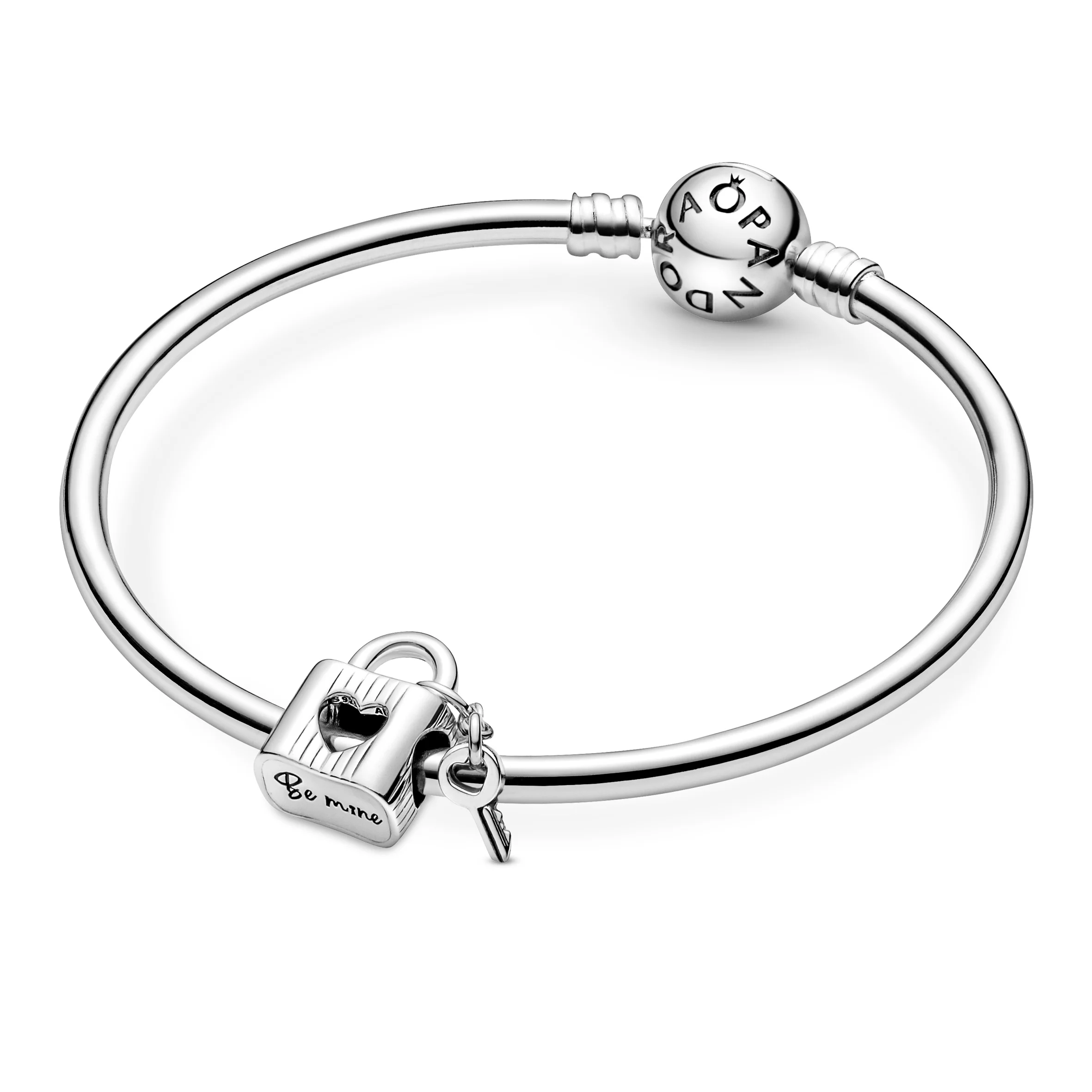 Love Padlock And Key Sterling Silver Charm With Black Enamel - Image 4