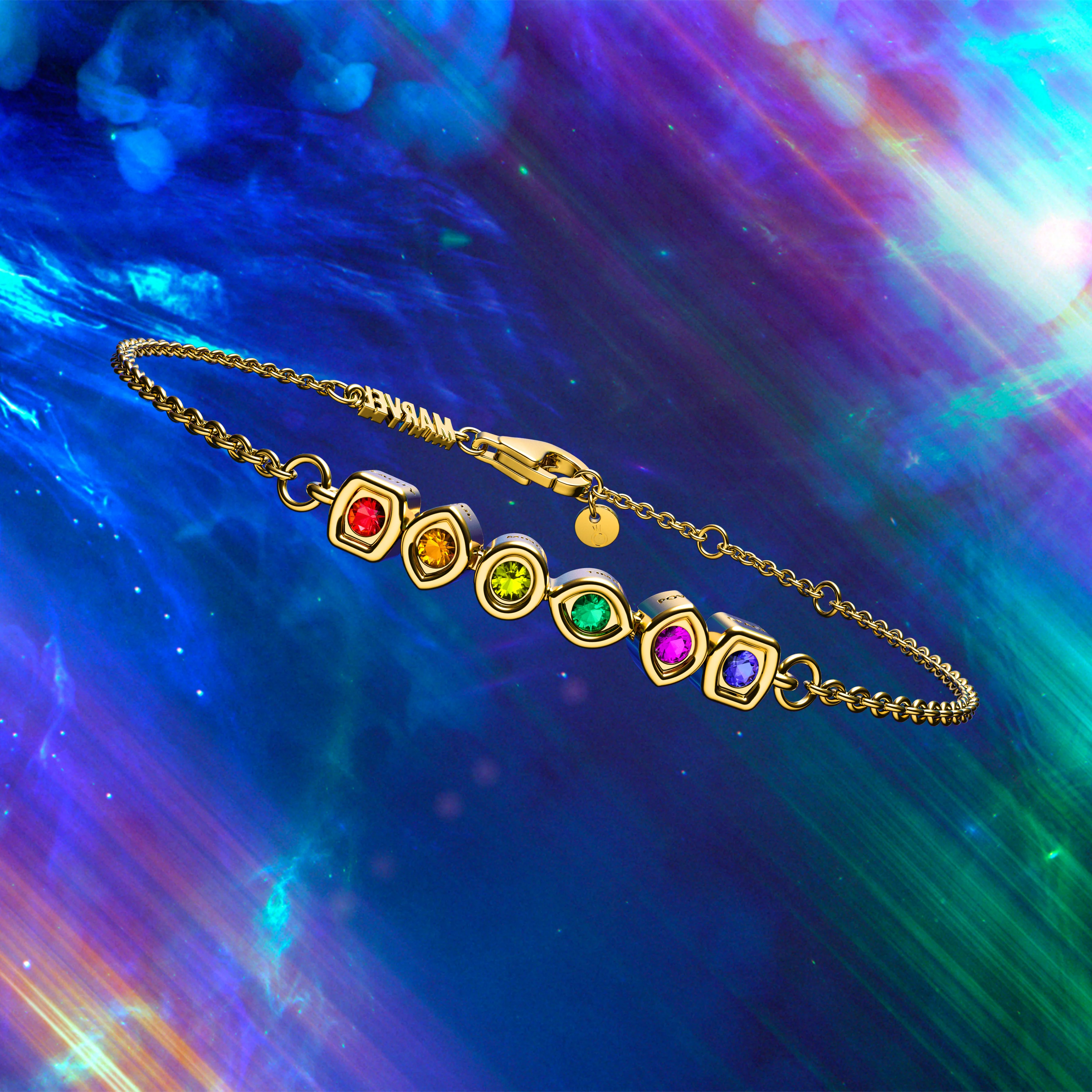 Marvel 14K Gold-Plated Bracelet With Red, Orange, Yellow, Green, Purple And Blue Crystal - Image 5
