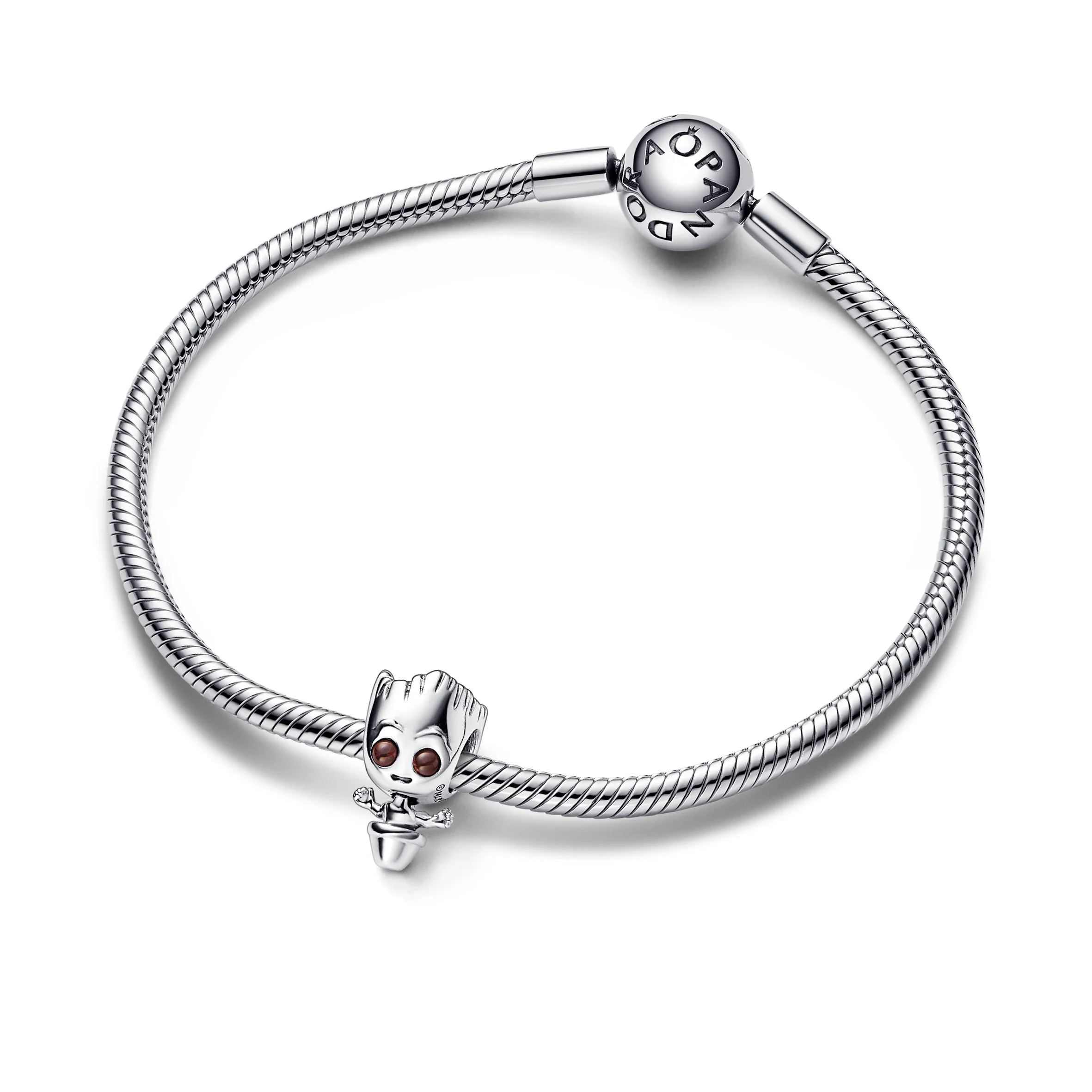 Marvel Baby Groot Sterling Silver Charm With Brown Crystal - Image 5