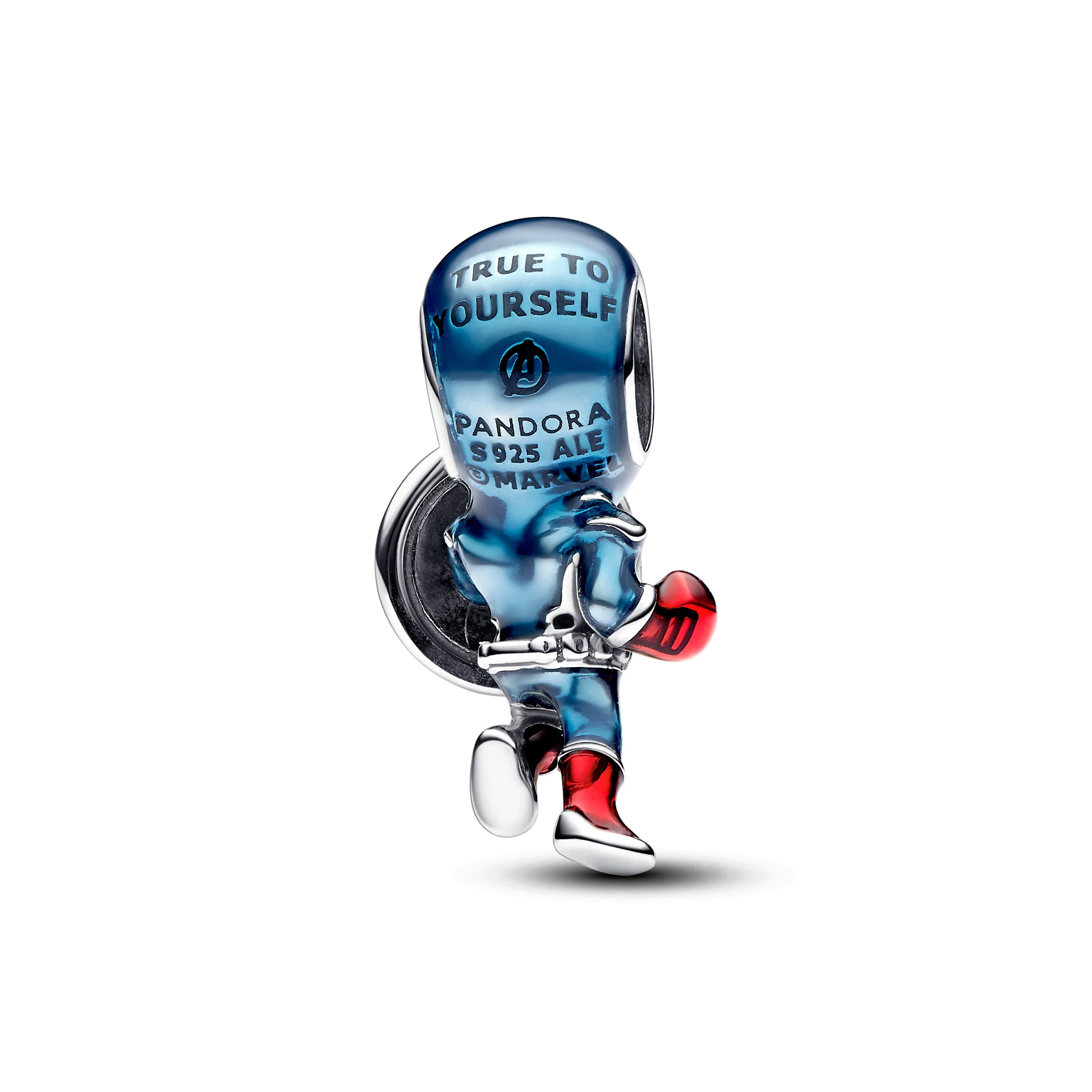 Marvel Captain America Sterling Silver Charm With Clear And Red Cubic Zirconia, Red And Blue Enamel - Image 2