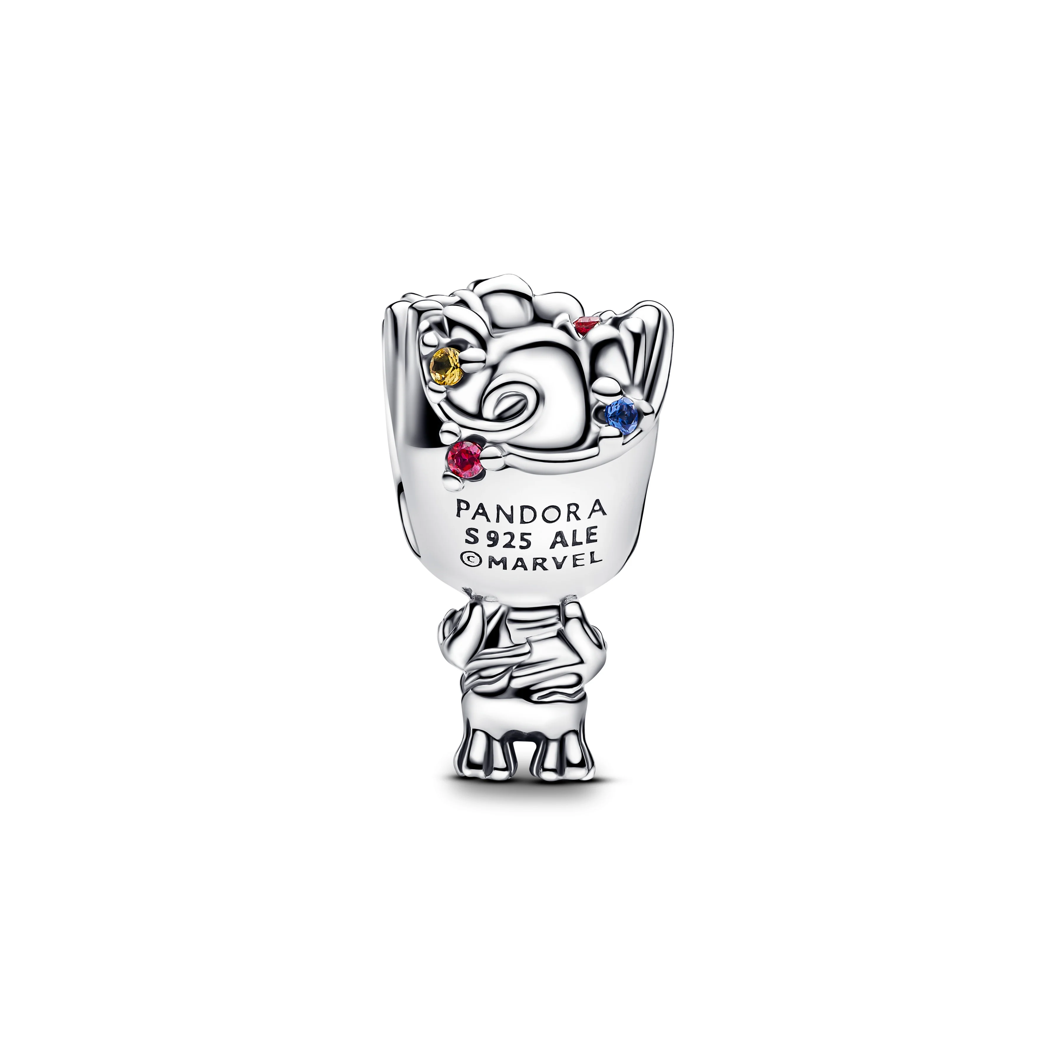 Marvel Groot Sterling Silver Charm With Clear And Red Cubic Zirconia, Blue, Green And Yellow Crystal And Black Enamel - Image 3