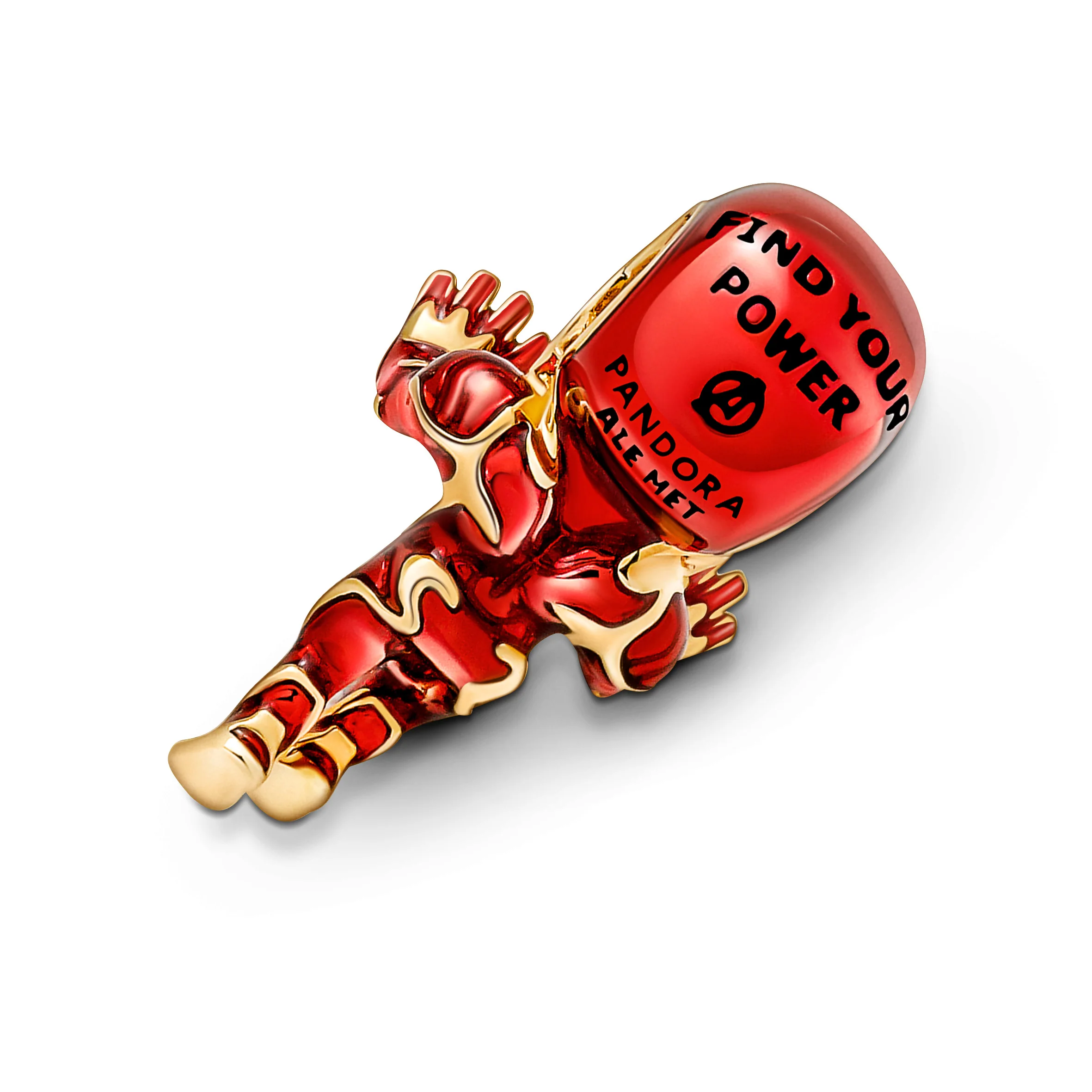 Marvel Iron Man 14K Gold-Plated Charm With Clear Cubic Zirconia, Red, Black And White Enamel - Image 6