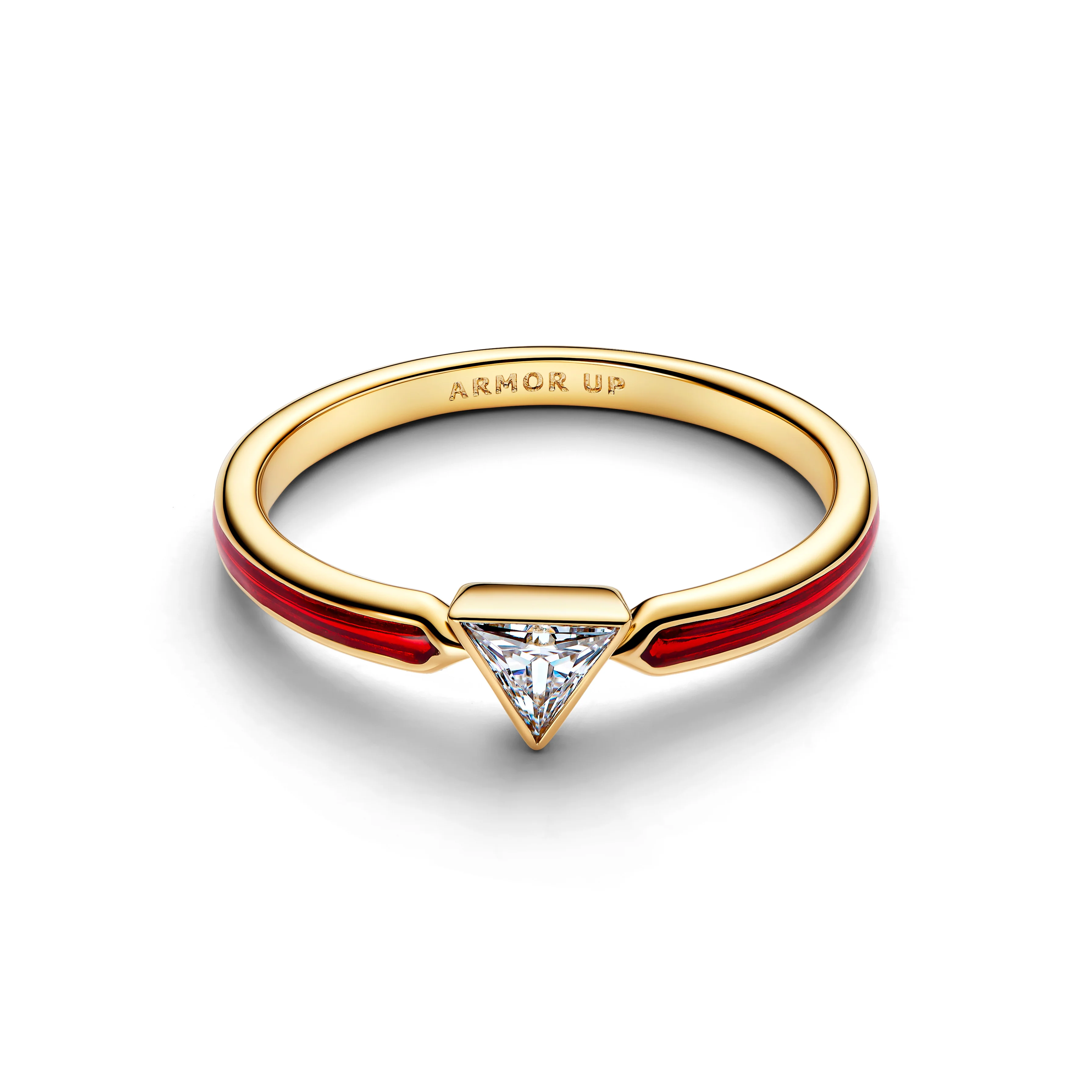 Marvel Iron Man 14K Gold-Plated Ring With Clear Cubic Zirconia And Red Enamel - Image 3