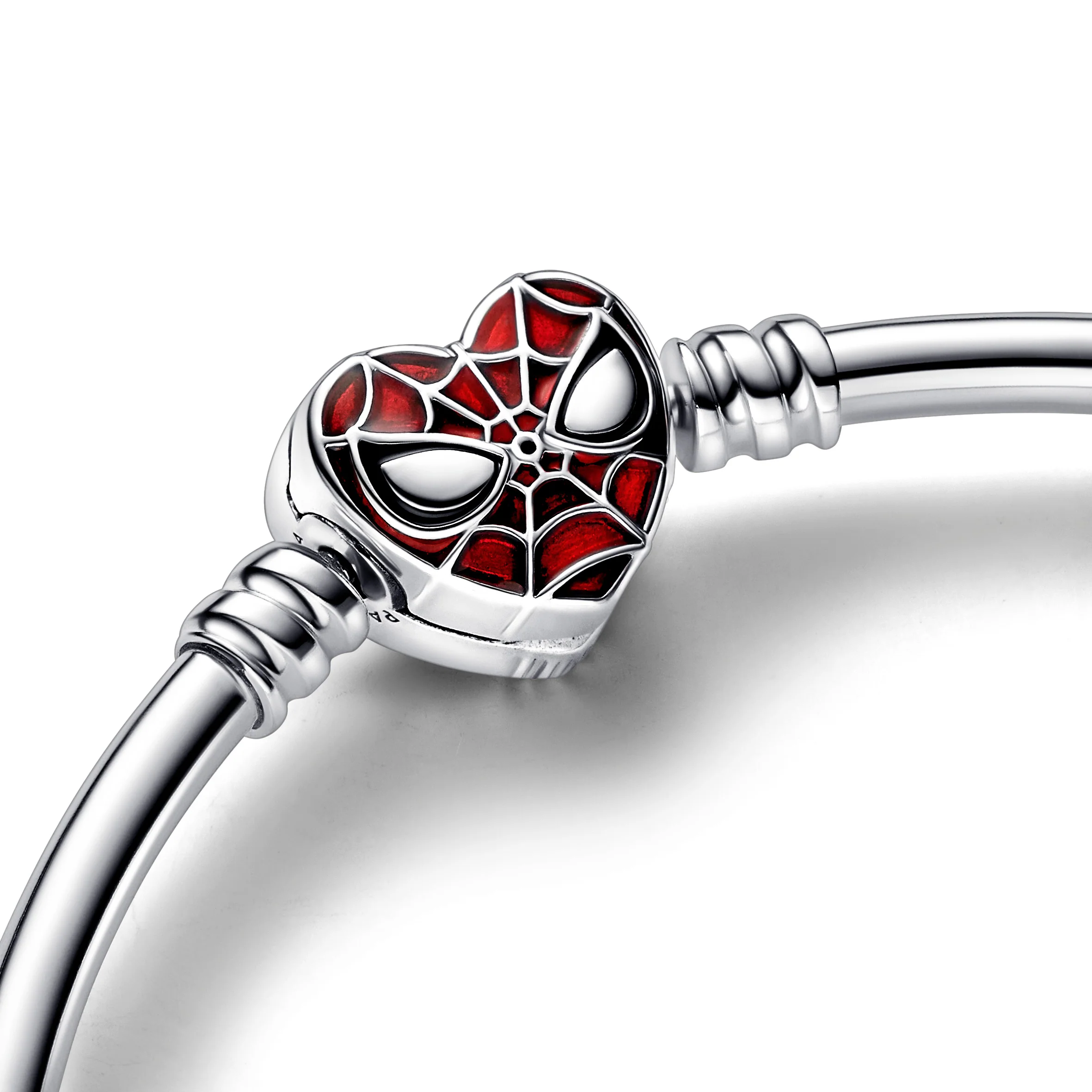 Marvel Spider-Man Sterling Silver Bangle With Black And Transparent Red Enamel - Image 5