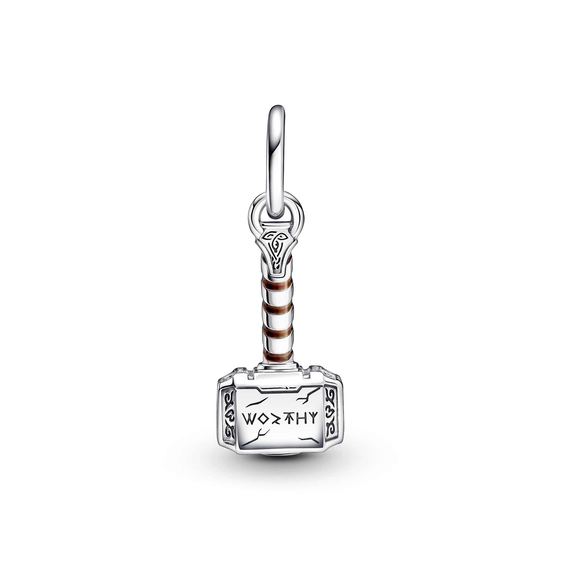 Marvel Thors Hammer Sterling Silver Dangle With Brown Enamel - Image 5
