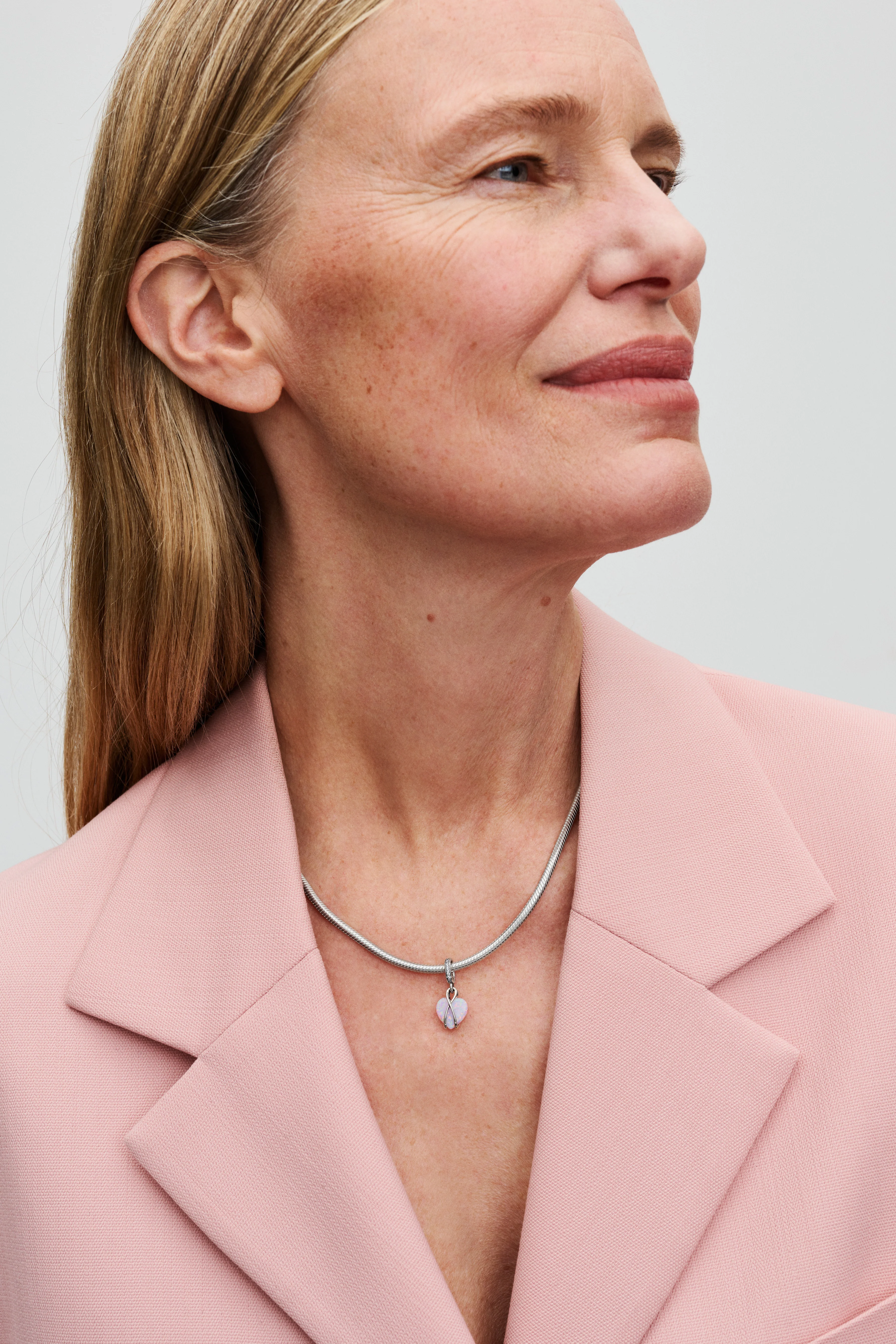 Mom Heart Sterling Silver Dangle With Pink Lab-Created Opal And Clear Cubic Zirconia - Image 2