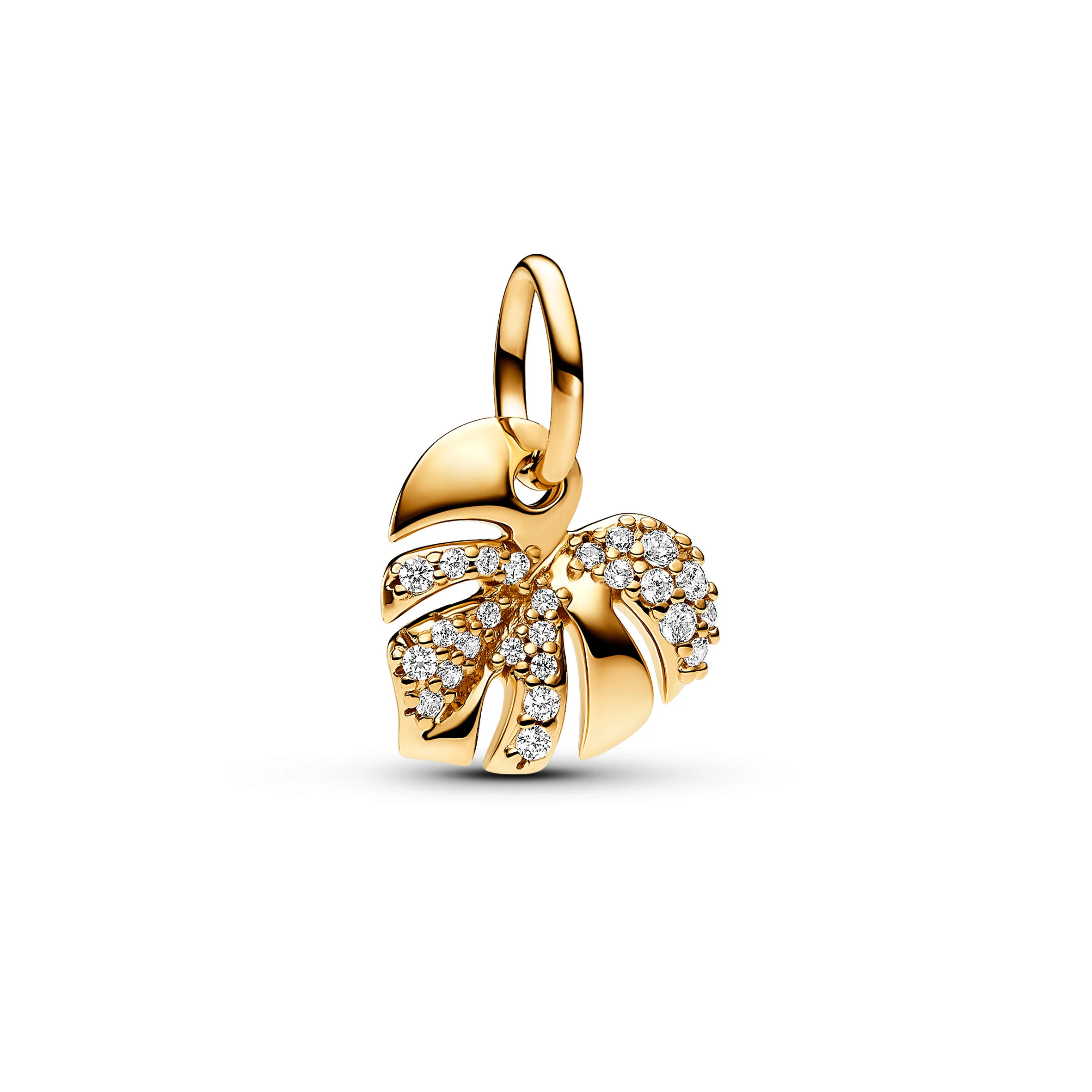Monstera 14K Gold-Plated Dangle With Clear Cubic Zirconia