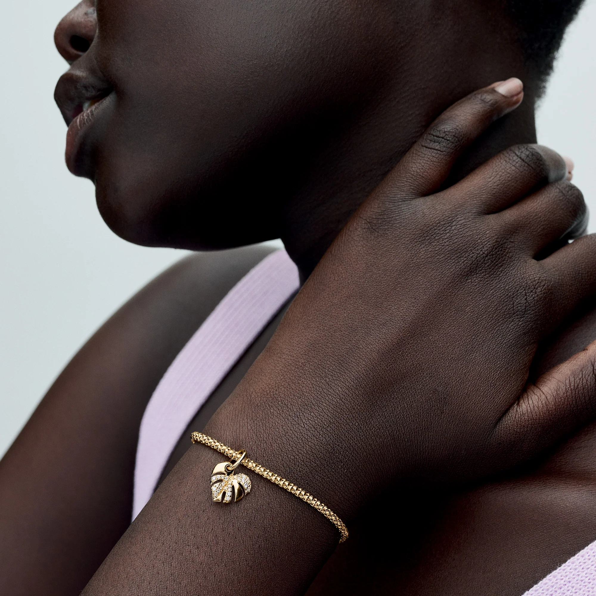Monstera 14K Gold-Plated Dangle With Clear Cubic Zirconia - Image 2