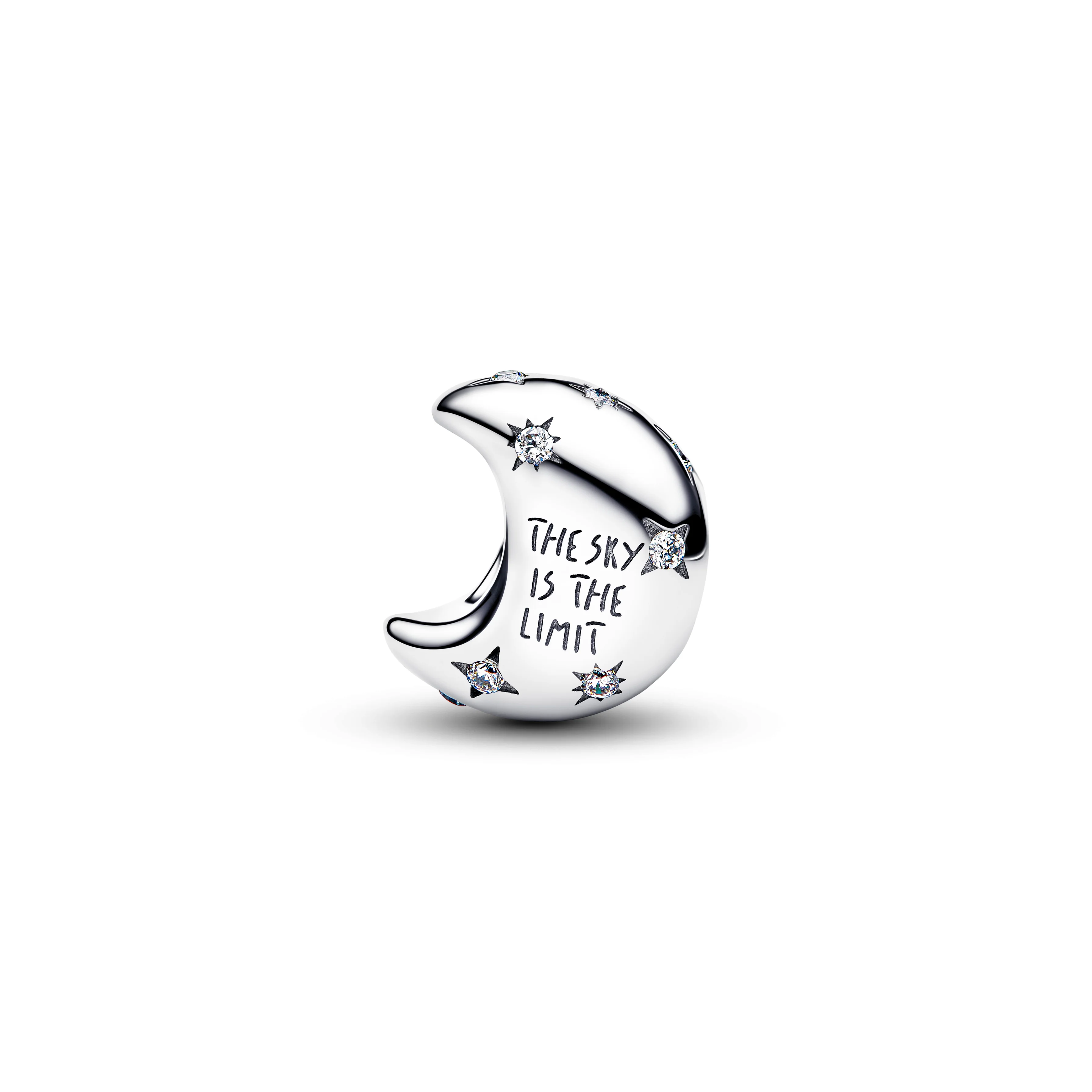 Moon Sterling Silver Charm With Clear Cubic Zirconia - Image 3
