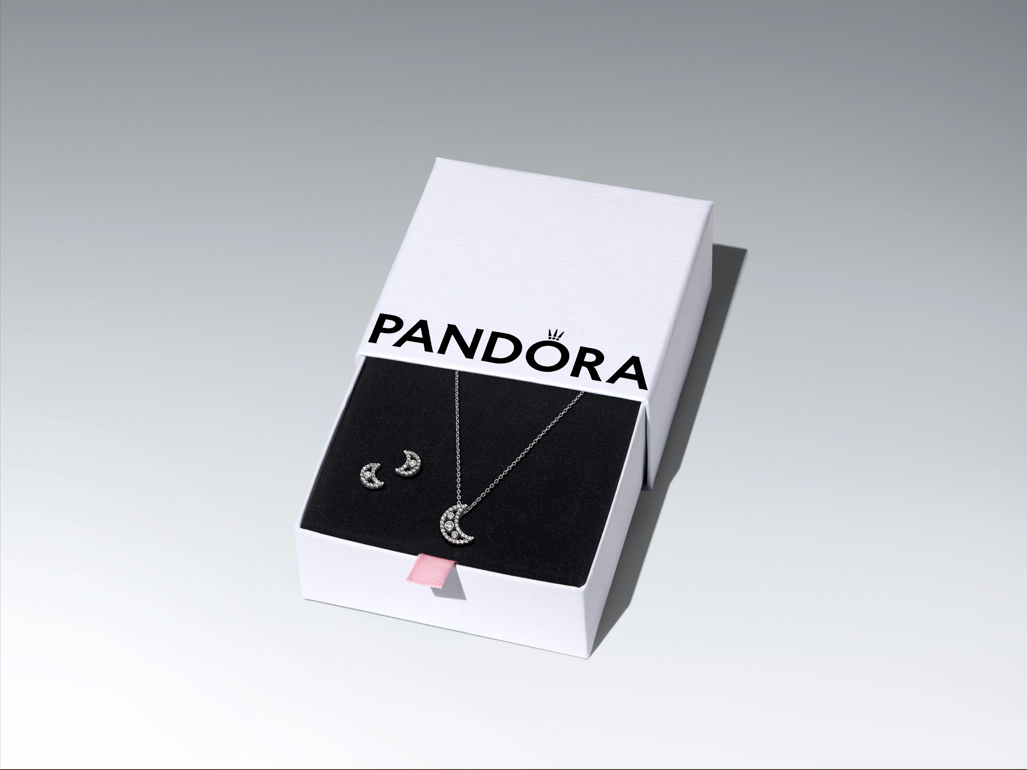 Moon Sterling Silver Pendant Necklace With Clear Cubic Zirconia - Image 3