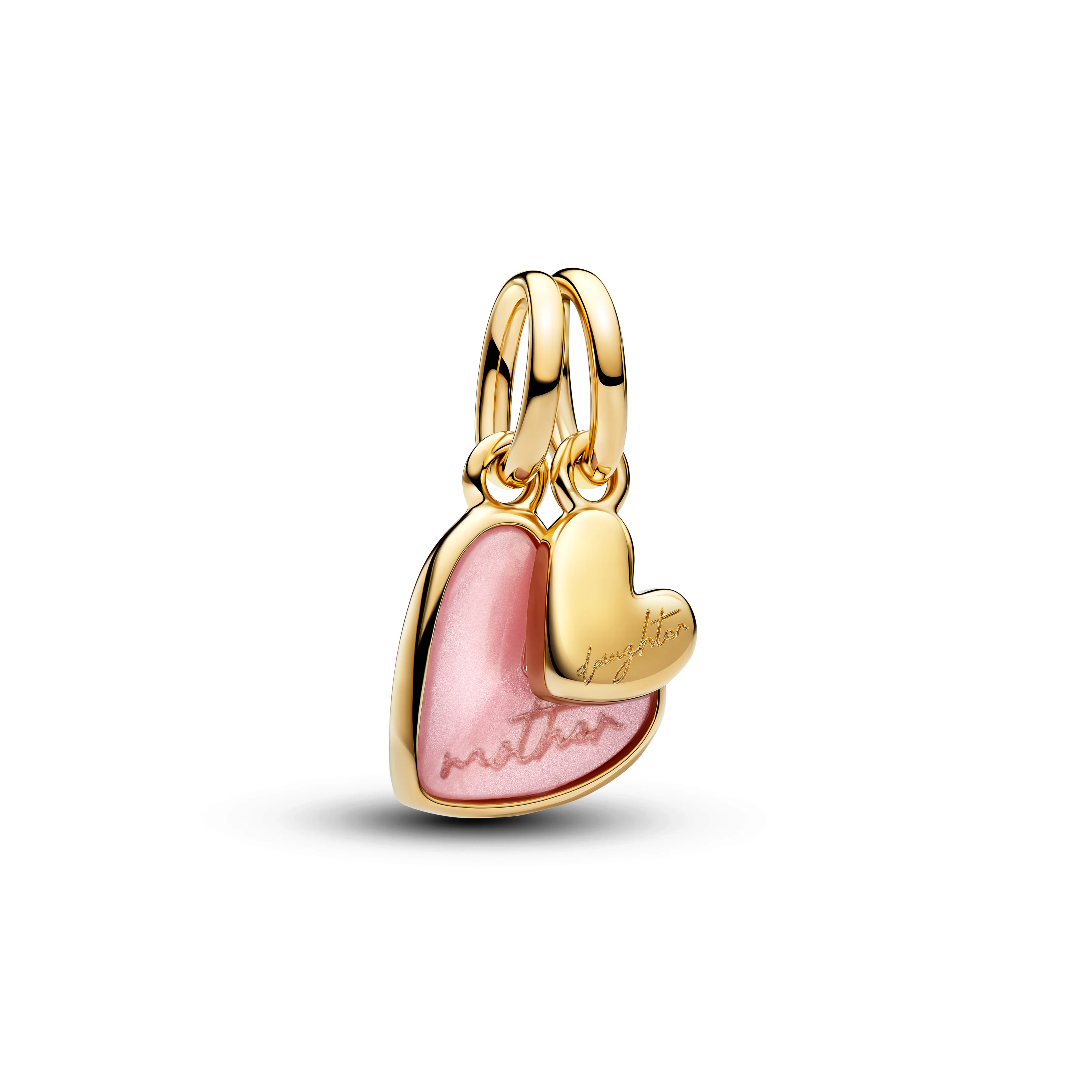 Mother And Daughter 14K Gold-Plated Splittable Dangle With Pink Bioresin Mother Of Pearl