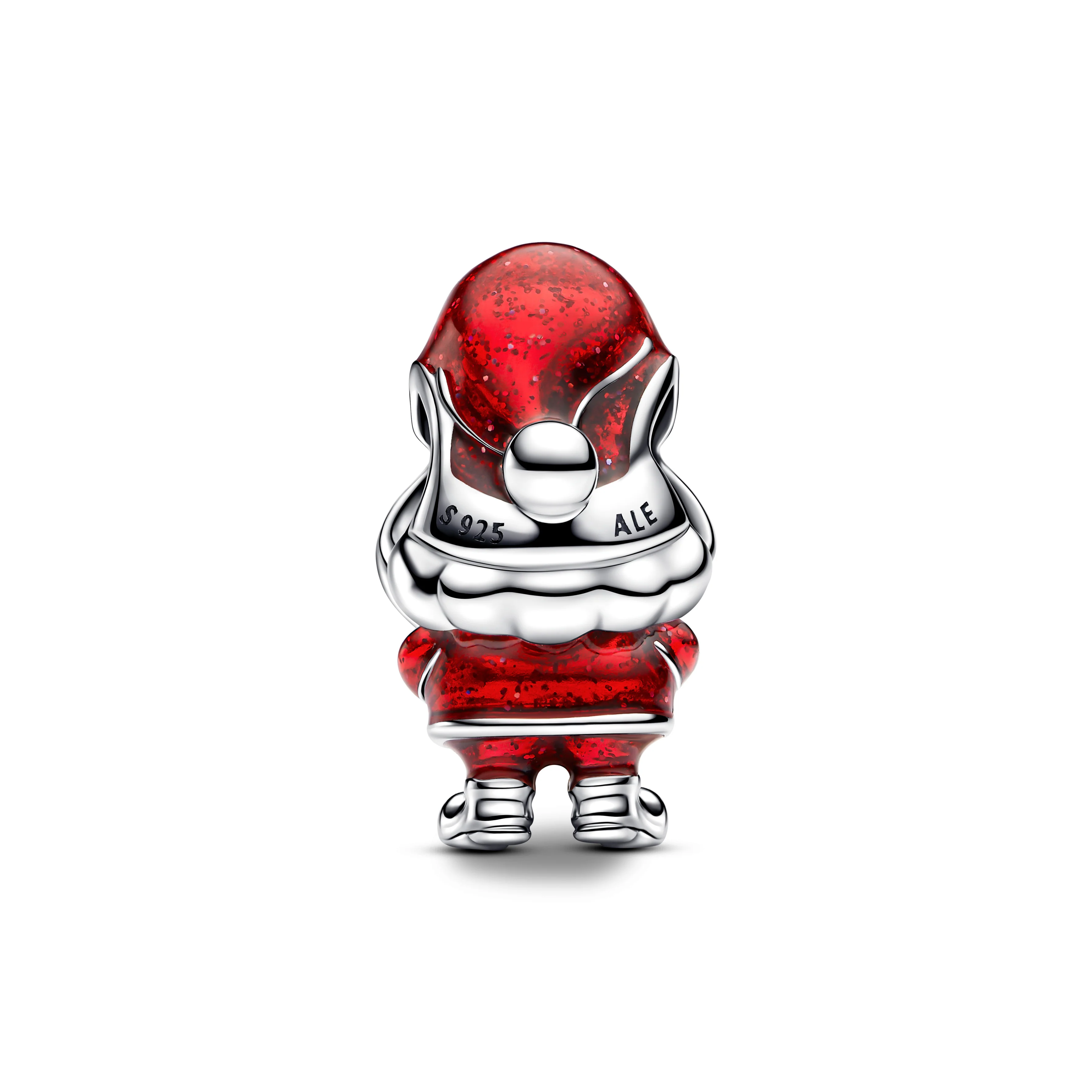 Moveable Santa Claus Sterling Silver Charm With Glittery Red And Black Enamel - Image 2