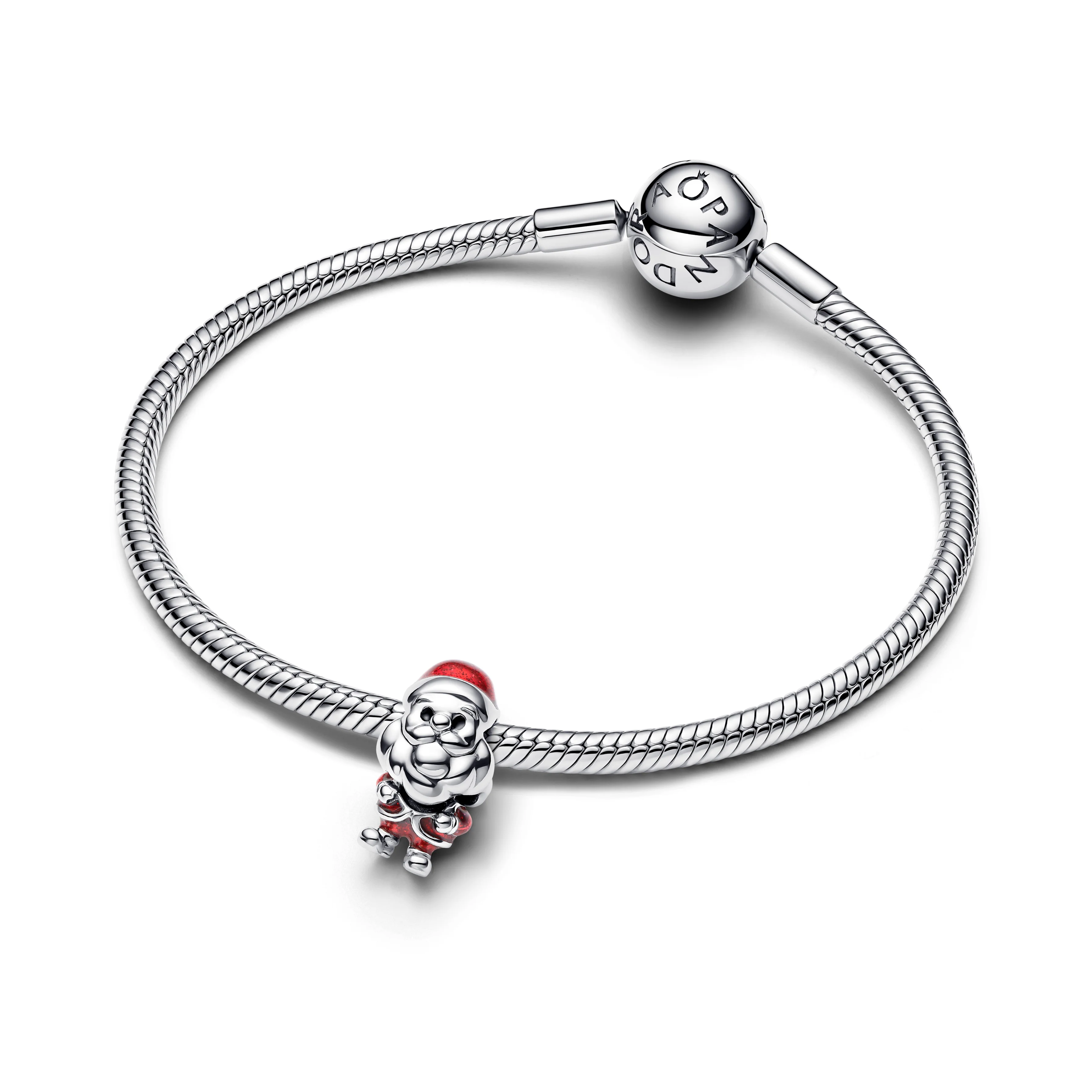 Moveable Santa Claus Sterling Silver Charm With Glittery Red And Black Enamel - Image 4