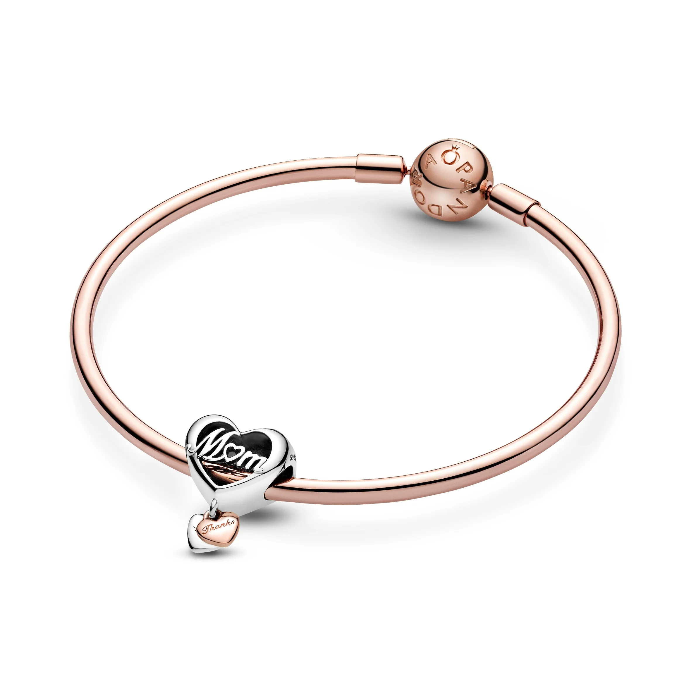 Mum And Heart Sterling Silver And 14K Rose Gold-Plated Charm - Image 4