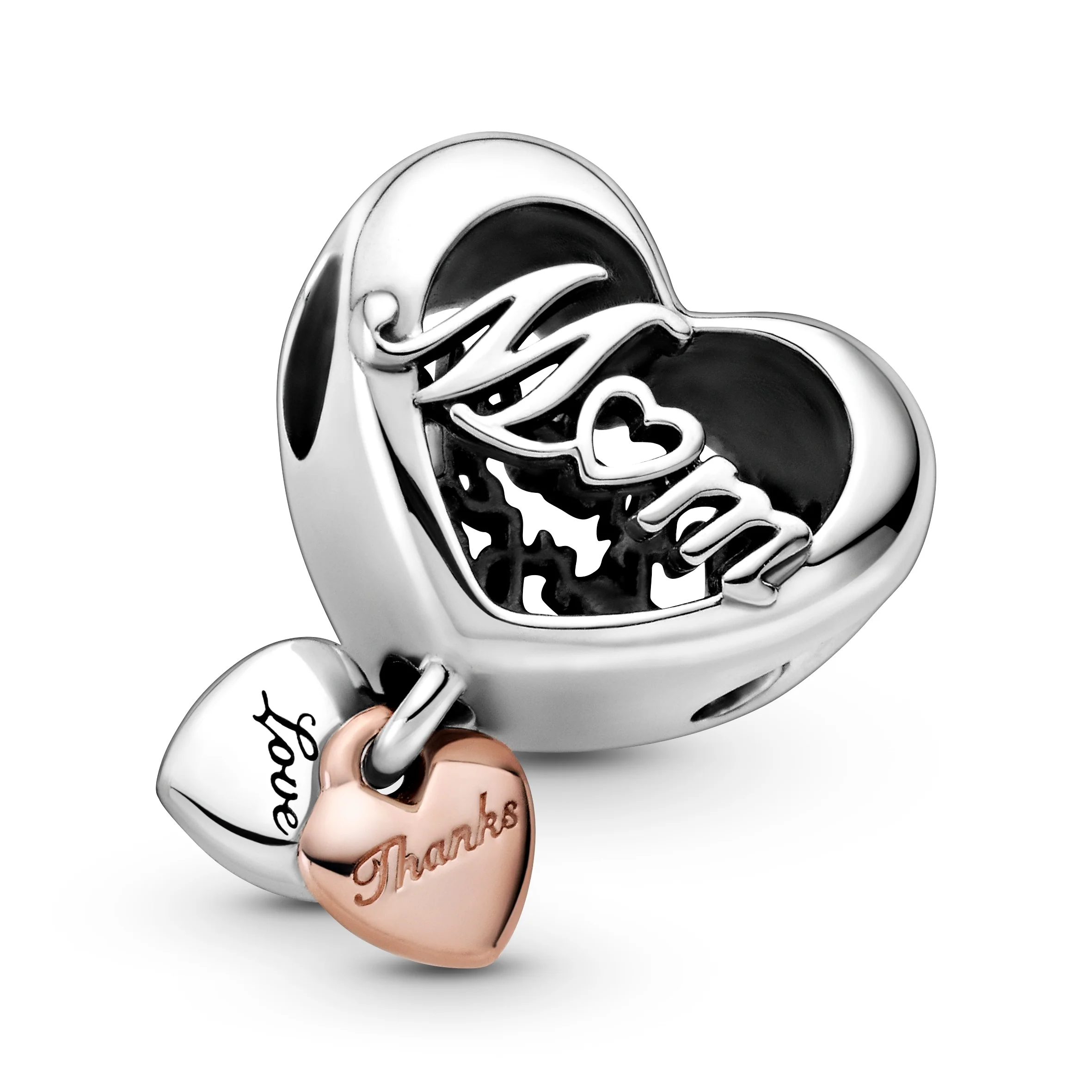 Mum And Heart Sterling Silver And 14K Rose Gold-Plated Charm - Image 7