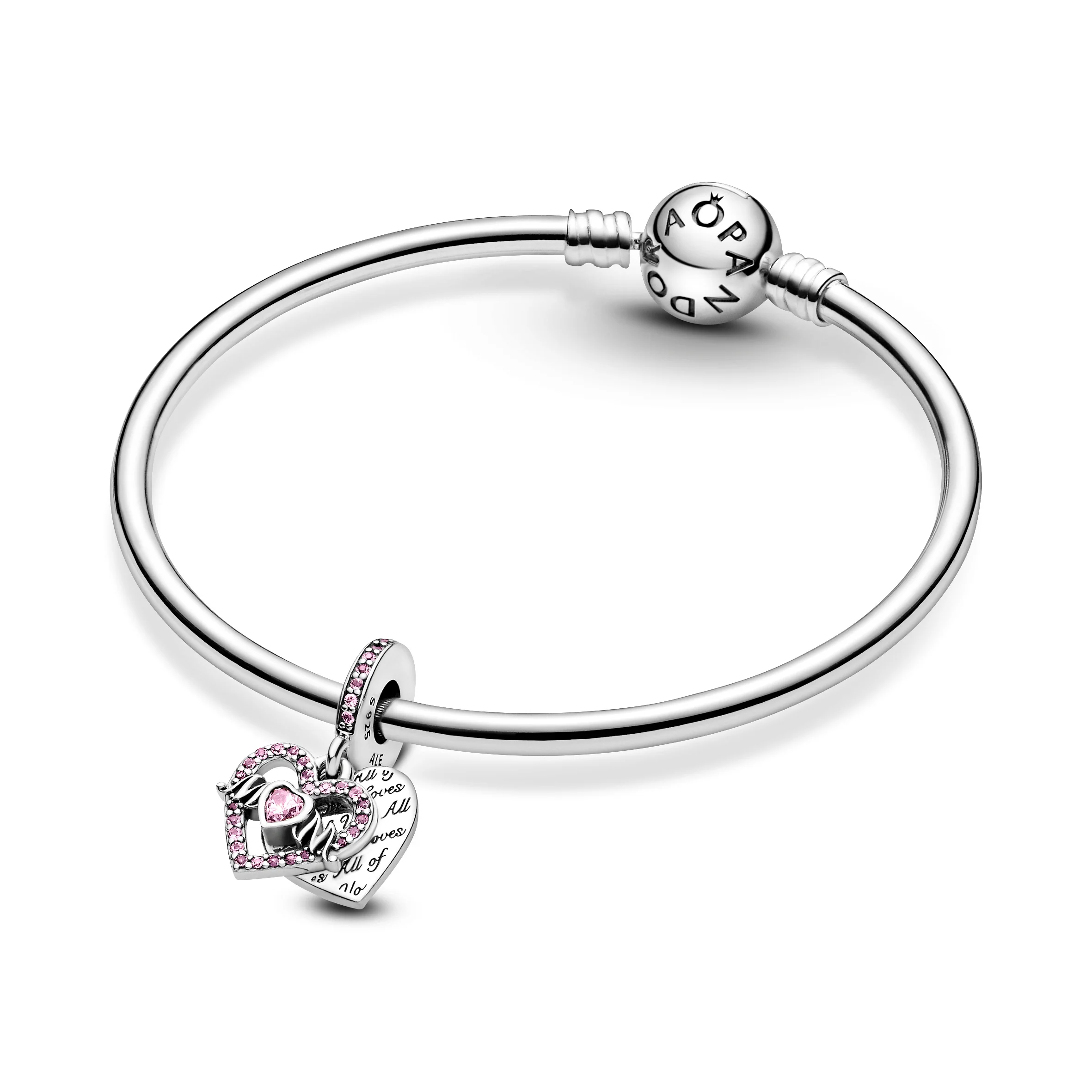Mum Heart Sterling Silver Dangle With Fancy Fairy Tale Pink Cubic Zirconia, Phlox Pink And Cerise Crystal - Image 6