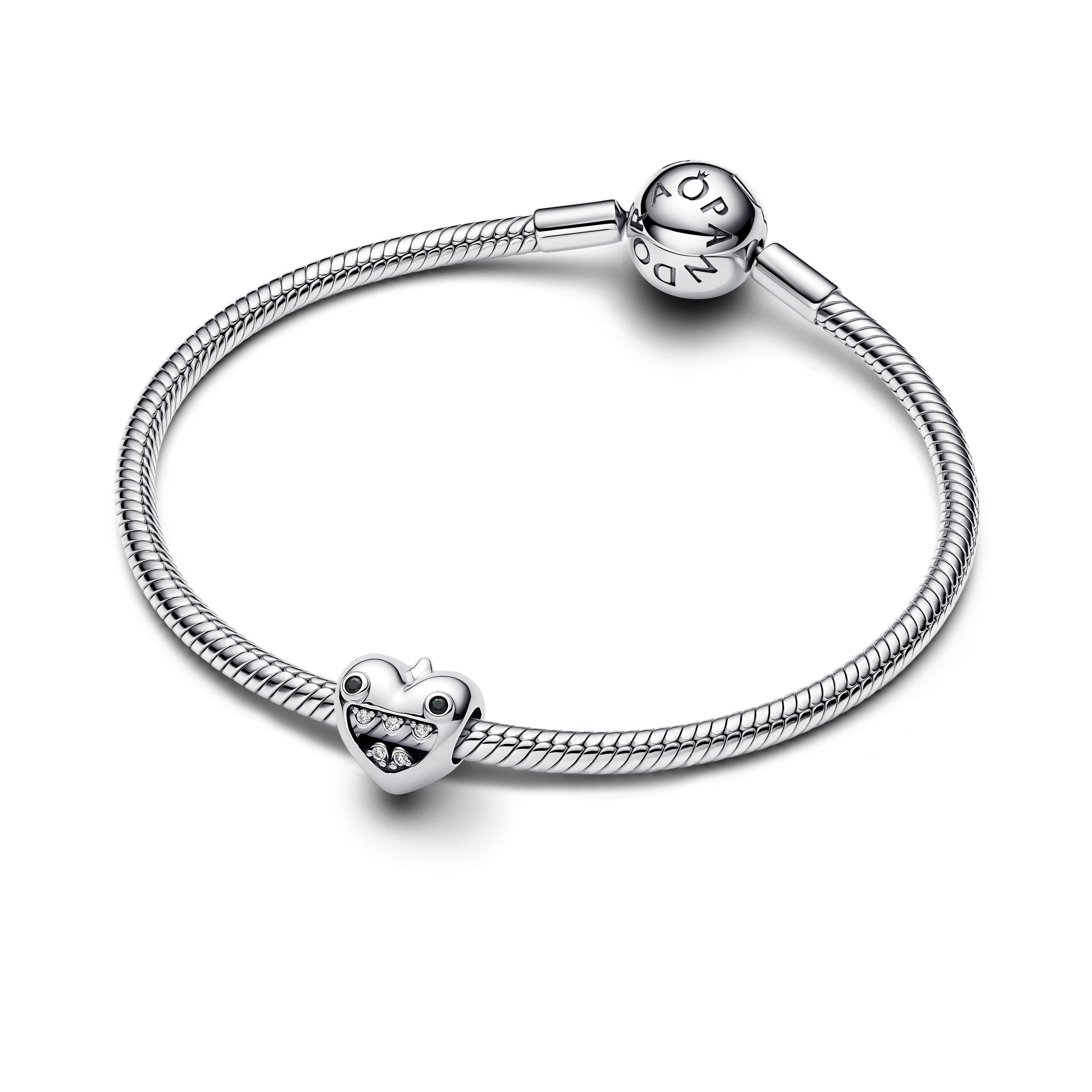 Mum Of Monsters Heart Sterling Silver Charm With Black Crystal And Clear Cubic Zirconia - Image 4