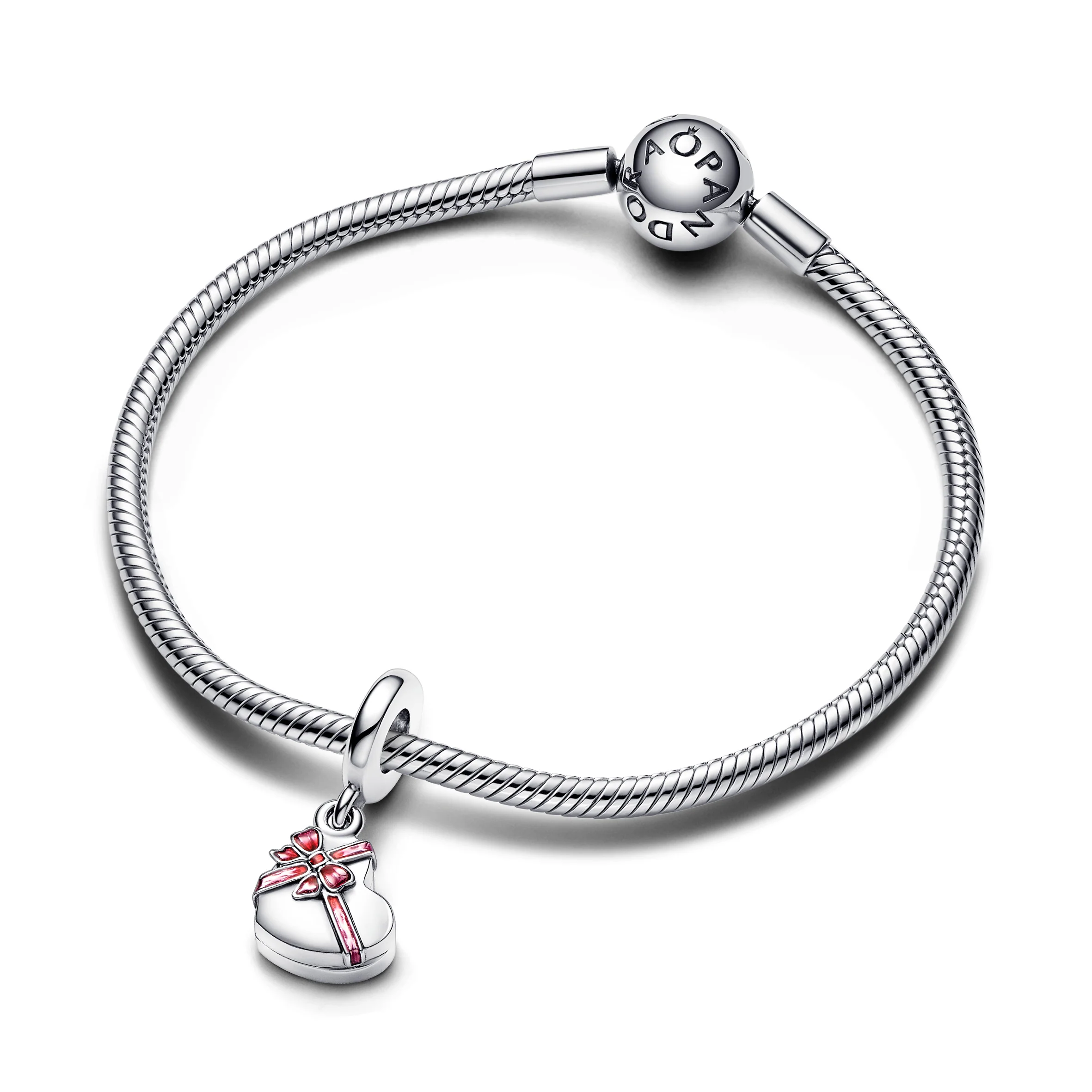 Openable Chocolate Box Sterling Silver Dangle With Pink And Red Enamel - Image 4
