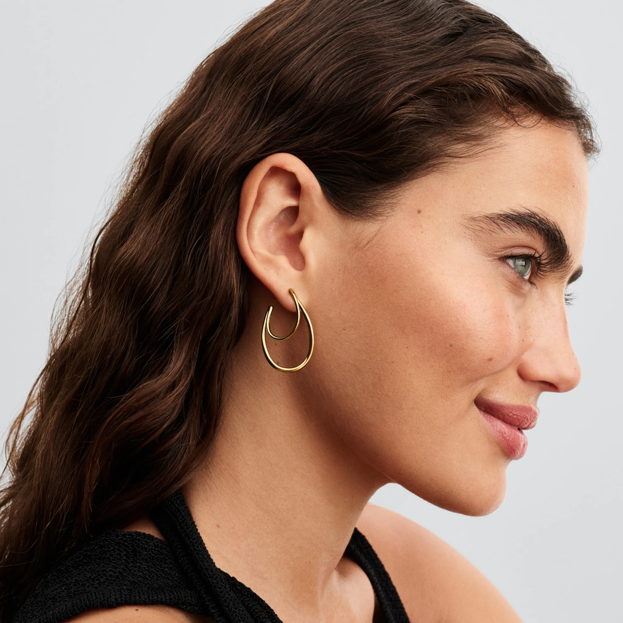 Organically Shaped 14K Gold-Plated Hoop Earrings - Image 2