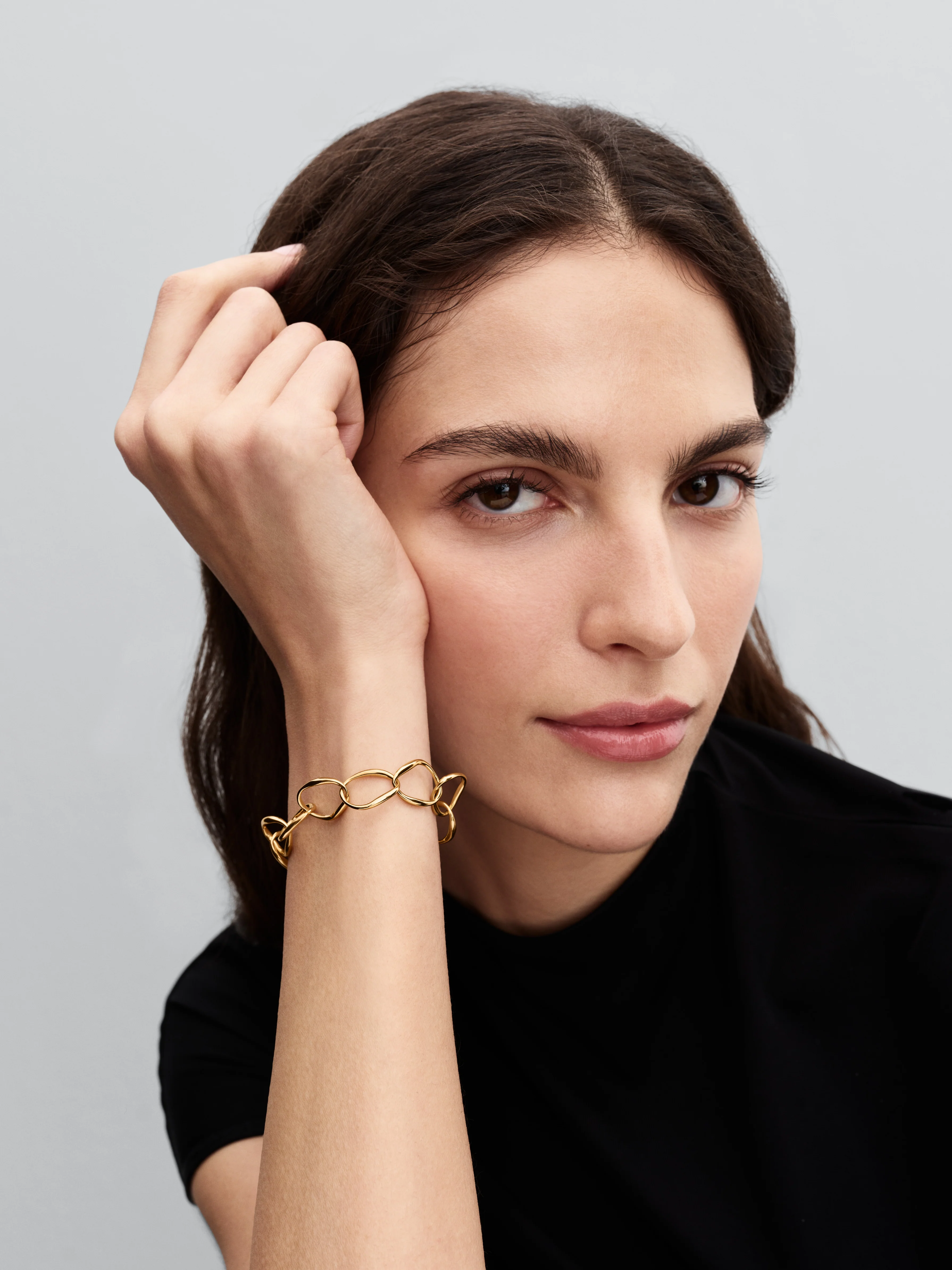 Organically Shaped Link 14K Gold-Plated Bracelet - Image 3