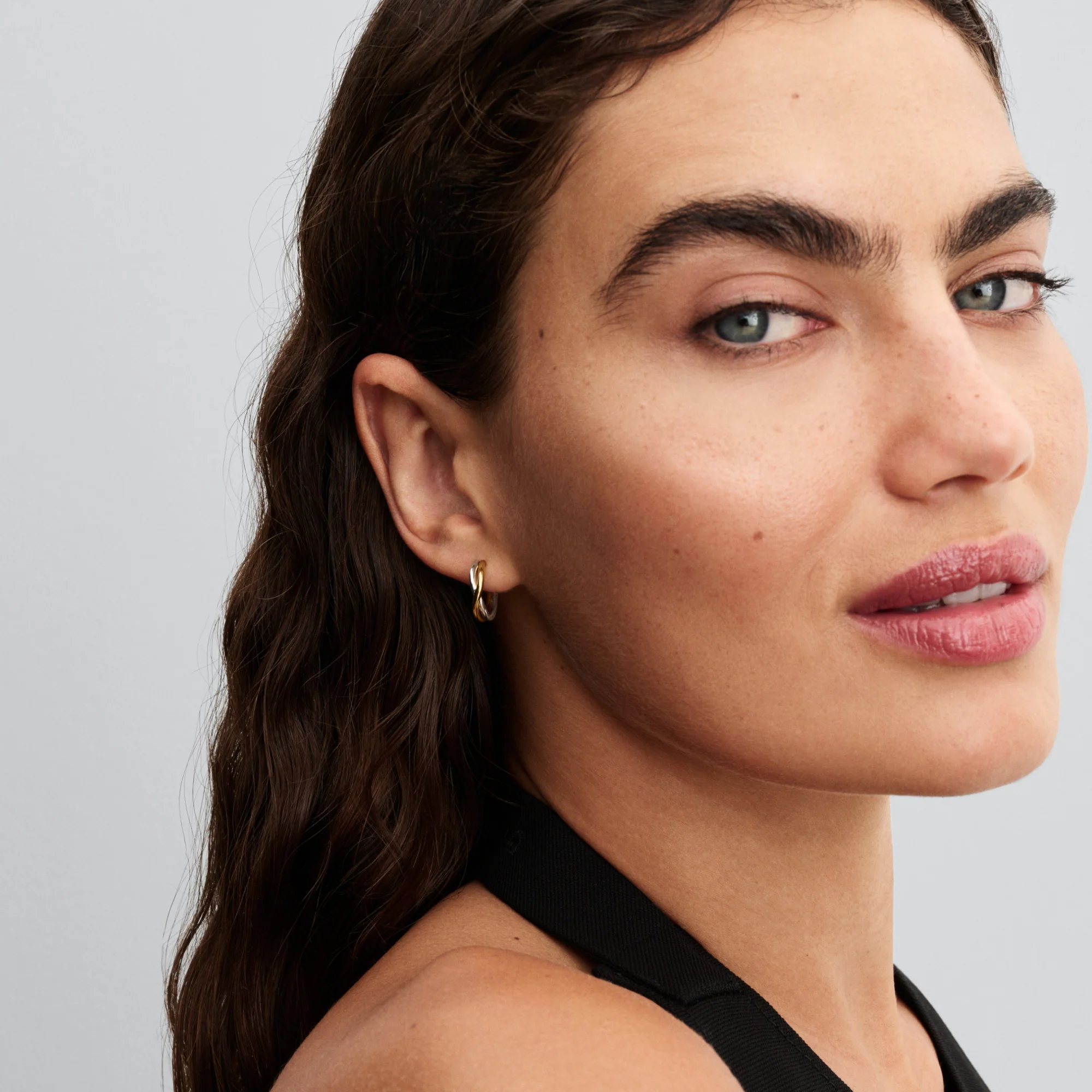 Organically Shaped Sterling Silver And 14K Gold-Plated Hoop Earrings - Image 2