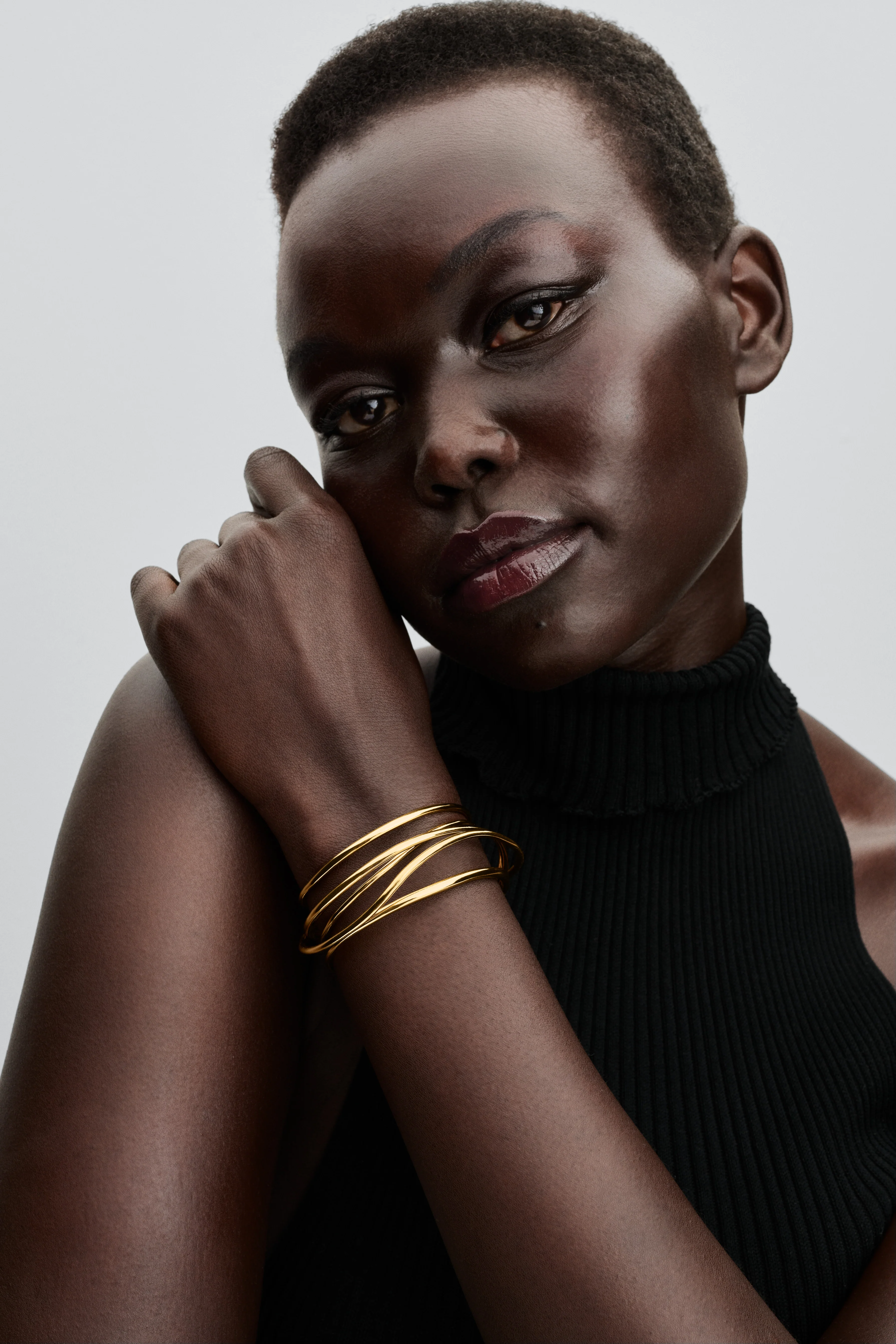 Organically Wired 14K Gold-Plated Open Bangle - Image 3
