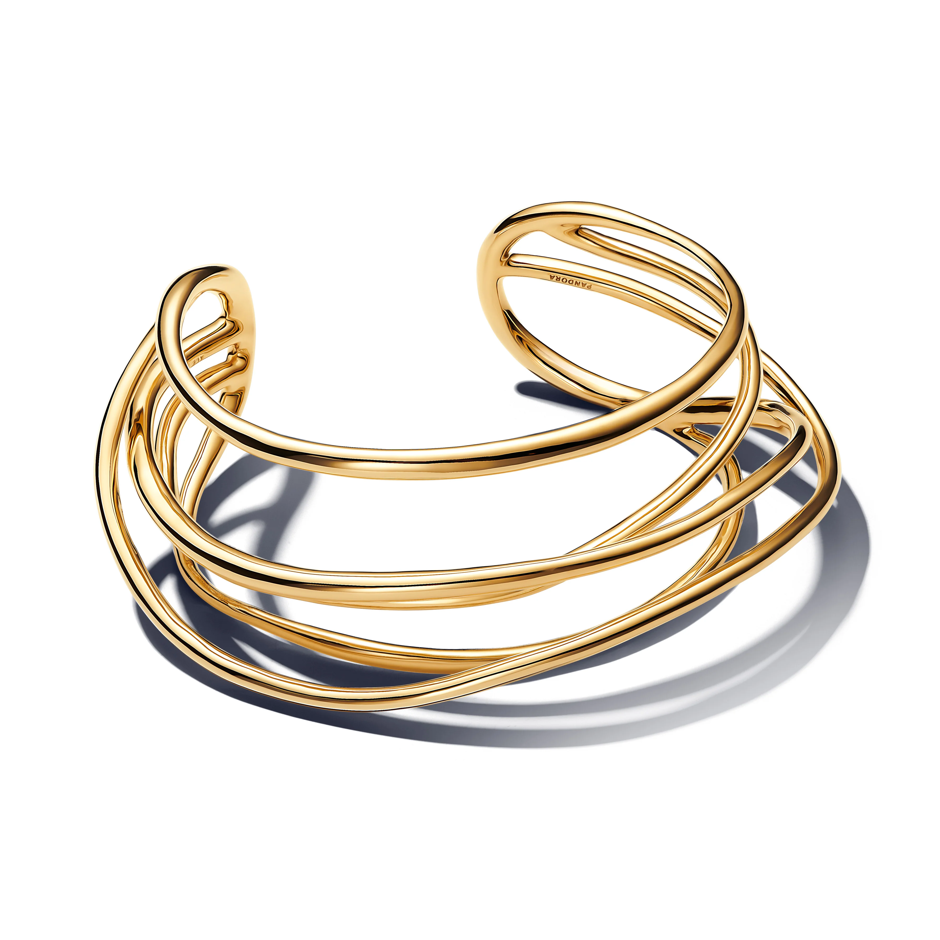Organically Wired 14K Gold-Plated Open Bangle - Image 4