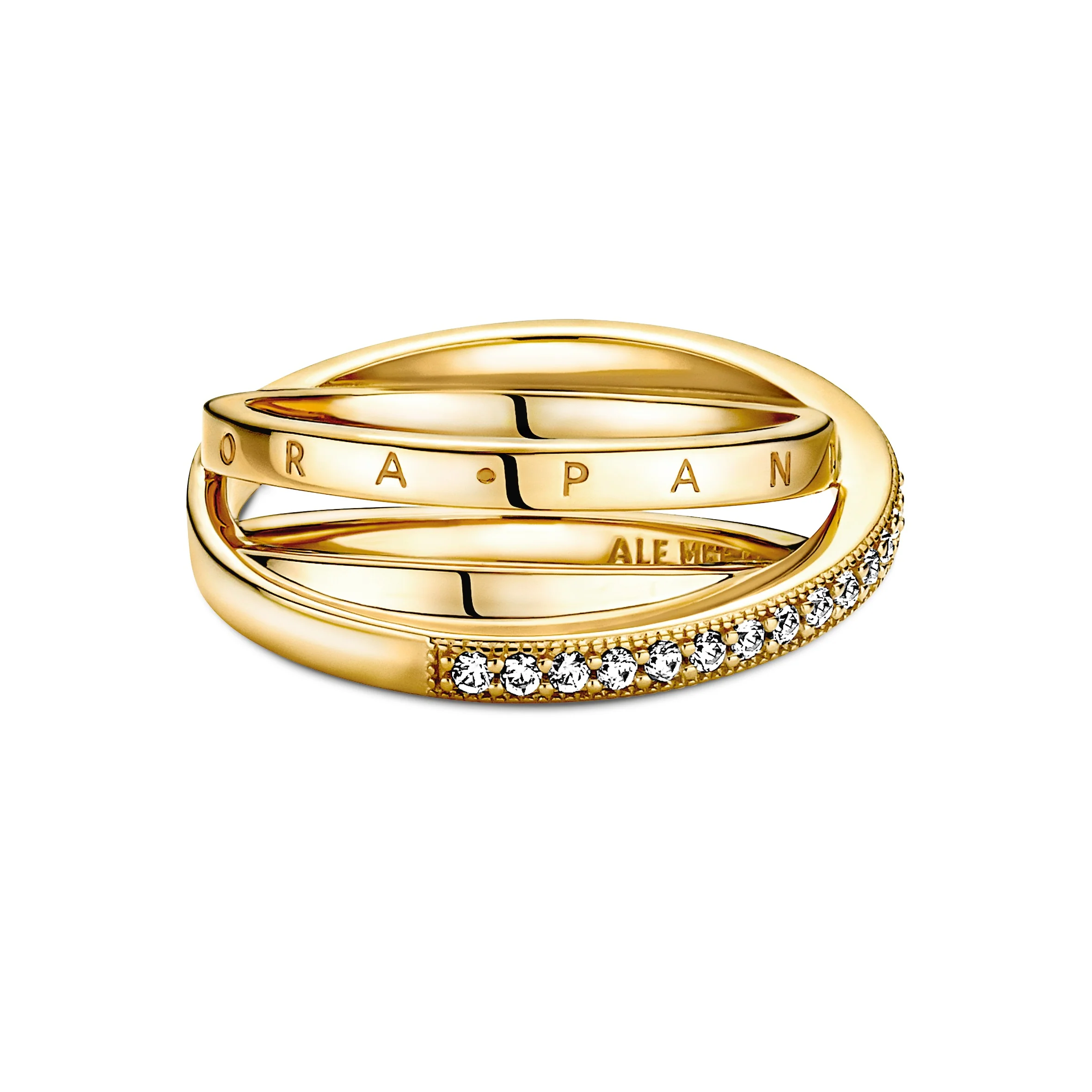 Pandora Logo 14K Gold-Plated Ring With Clear Cubic Zirconia - Image 3