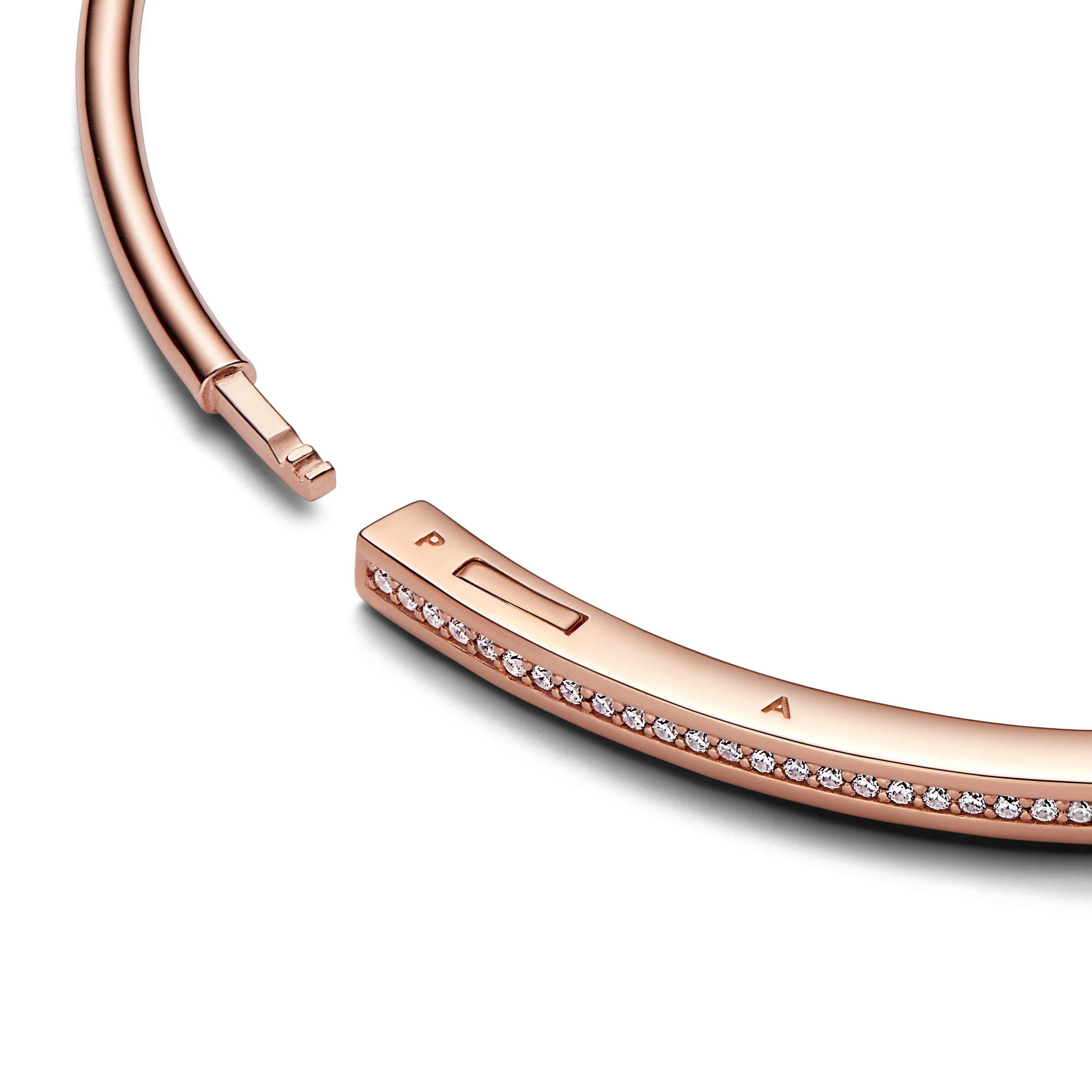 Pandora Logo 14K Rose Gold-Plated Bangle With Clear Cubic Zirconia - Image 4