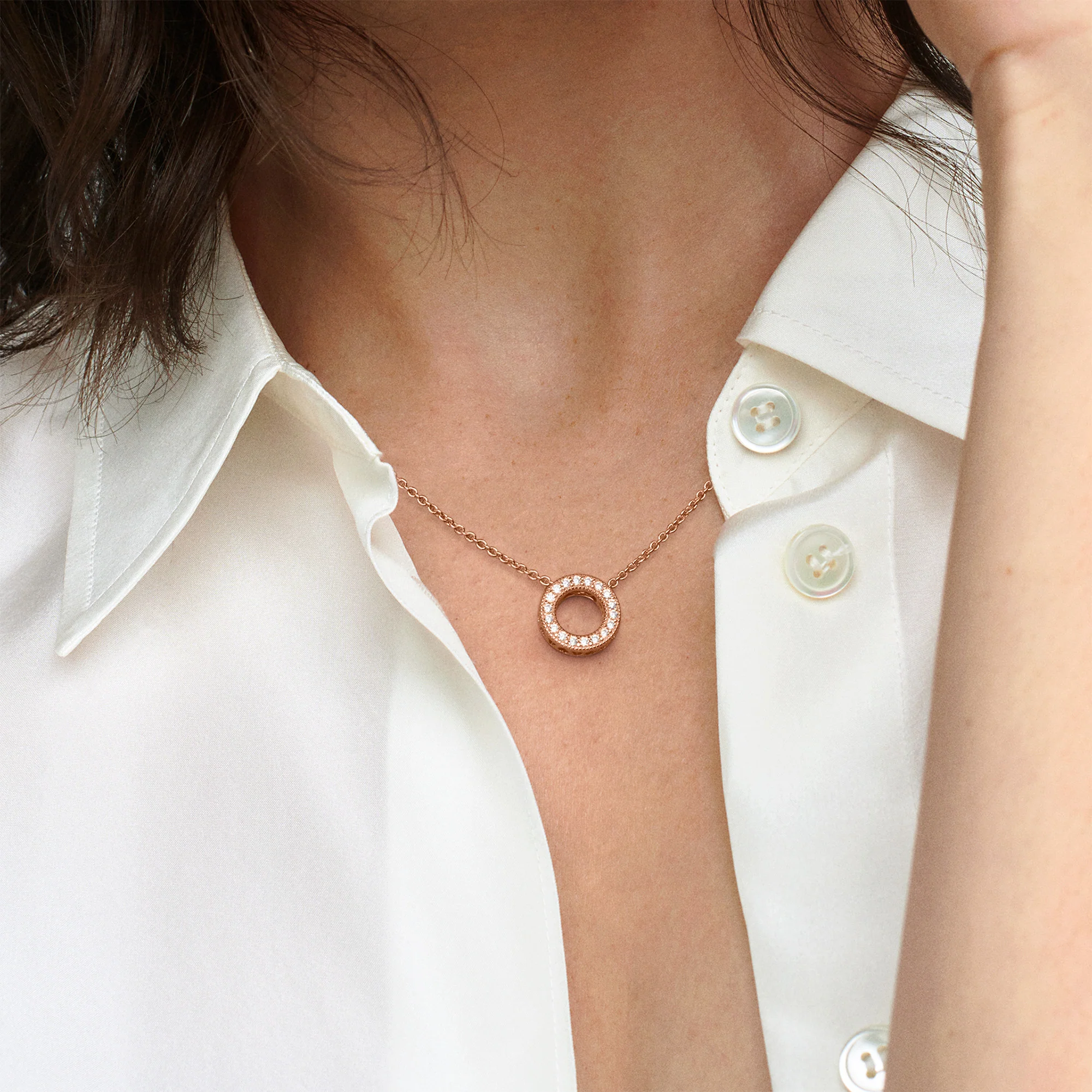 Pandora Logo Reversible 14K Rose Gold-Plated Collier With Clear Cubic Zirconia - Image 2