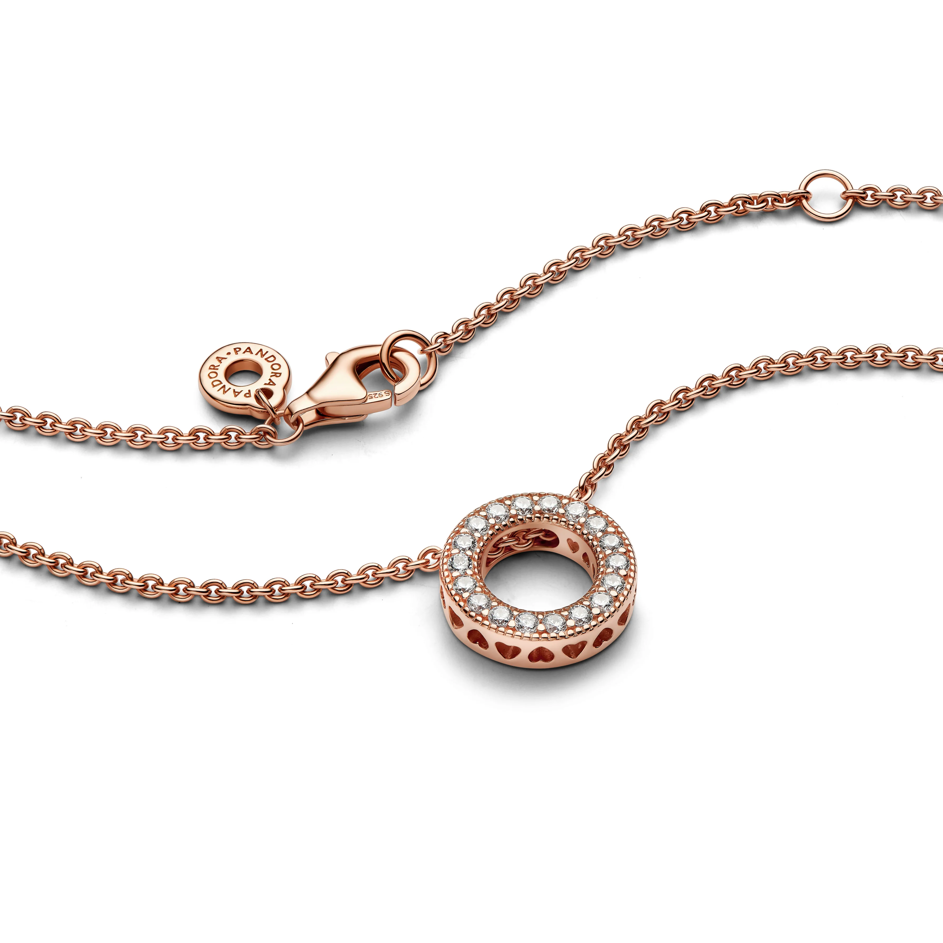 Pandora Logo Reversible 14K Rose Gold-Plated Collier With Clear Cubic Zirconia - Image 5