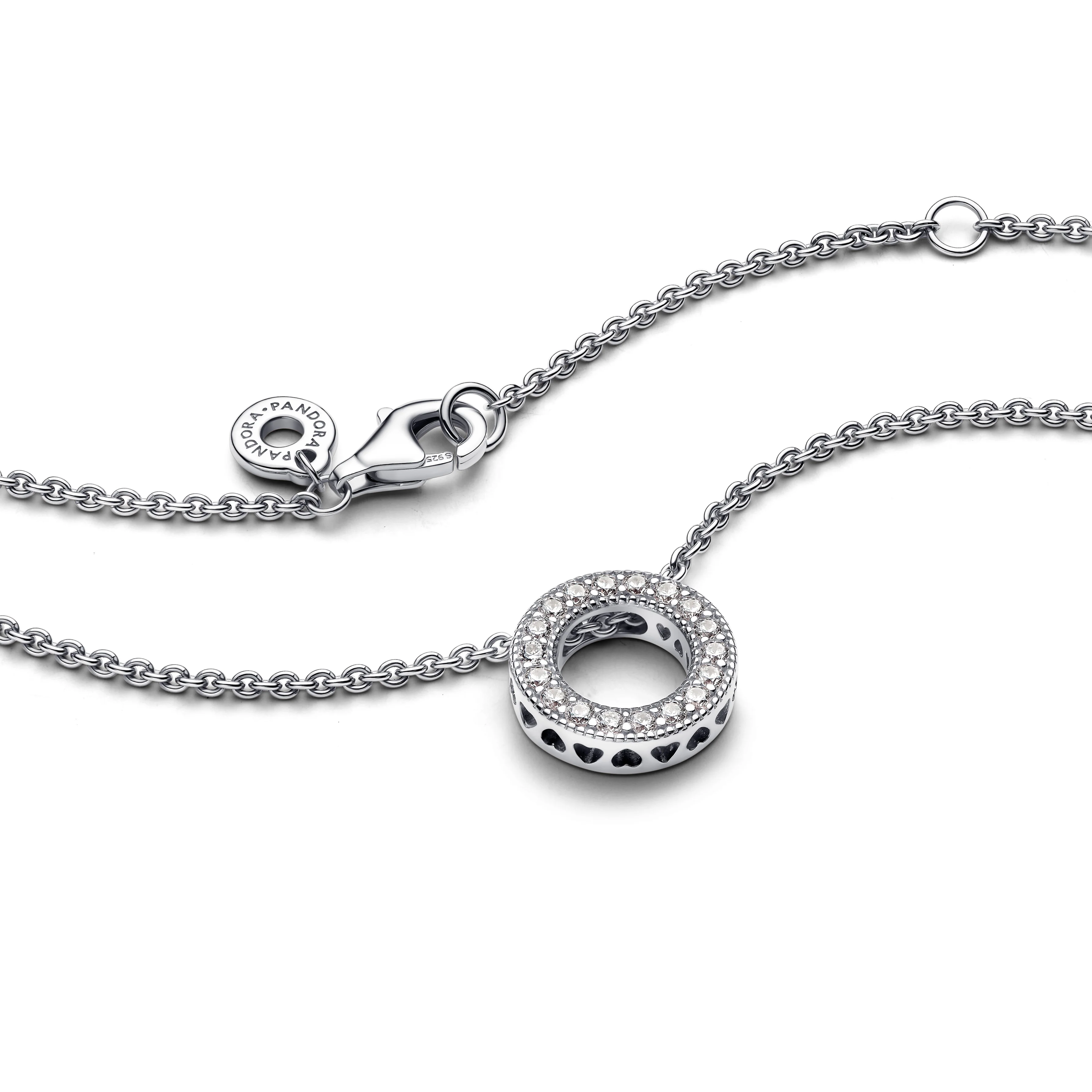 Pandora Logo Reversible Silver Collier With Clear Cubic Zirconia - Image 8