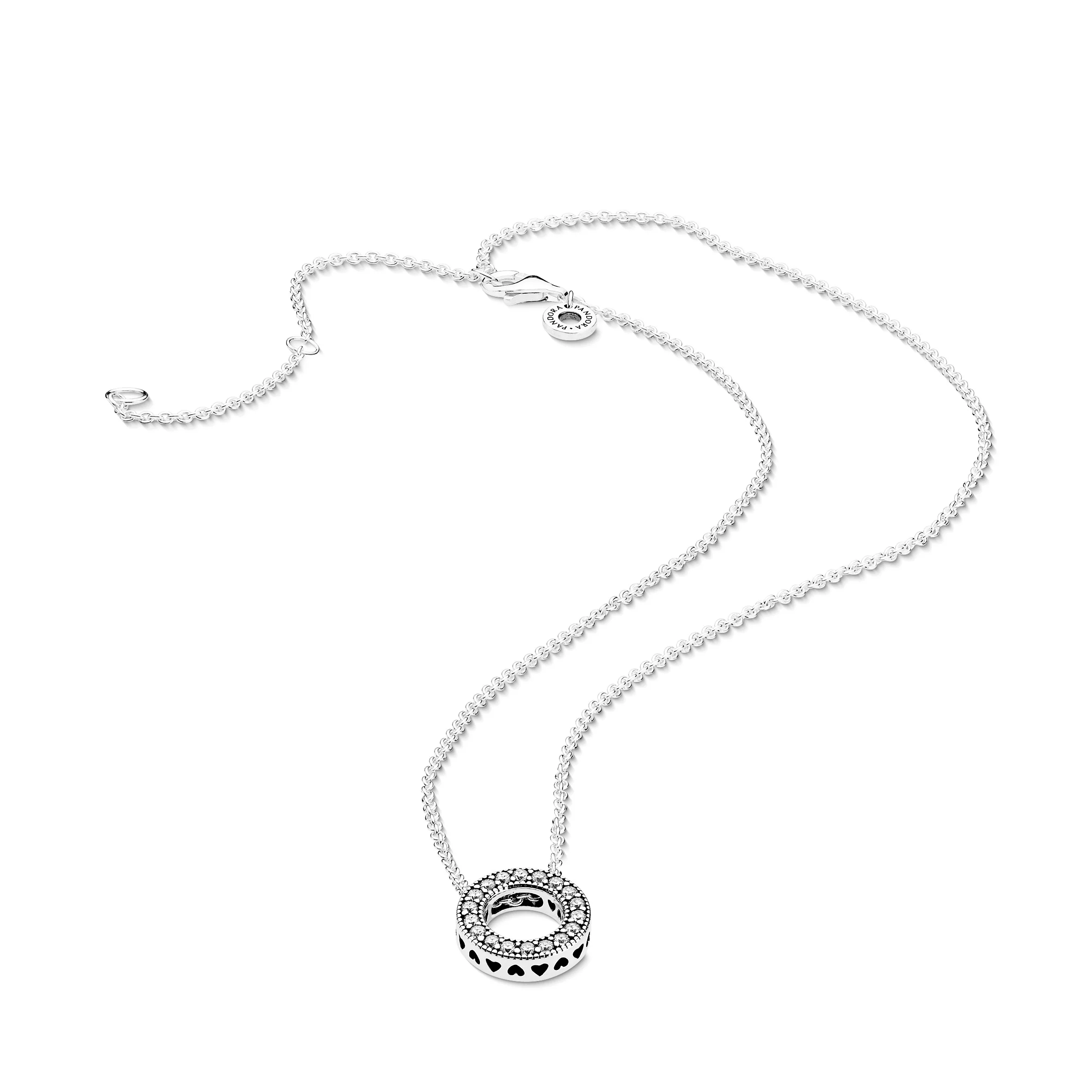 Pandora Logo Reversible Silver Collier With Clear Cubic Zirconia - Image 9