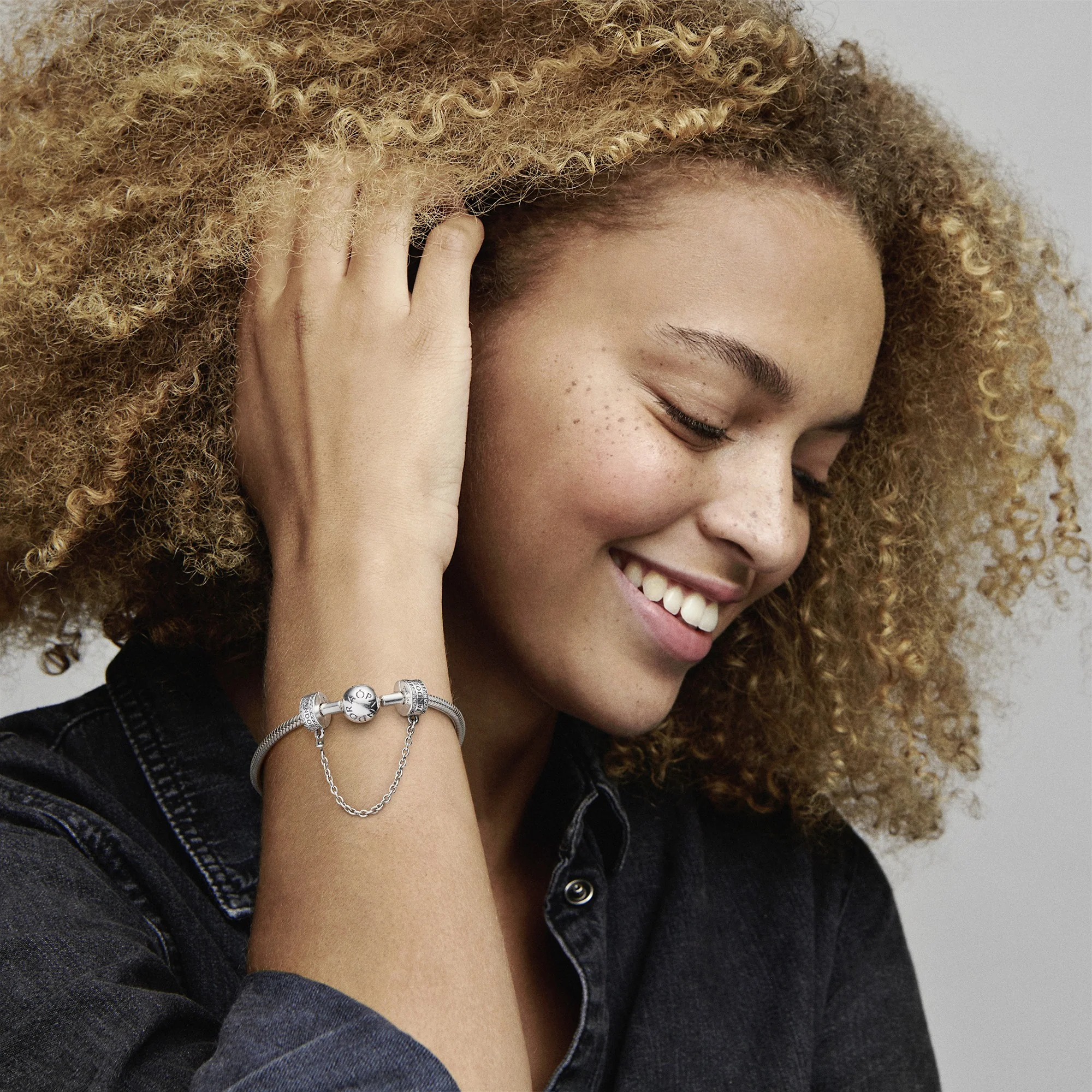 Pandora Logo Silver Safety Chain With Clear Cubic Zirconia And Silicone - Image 3