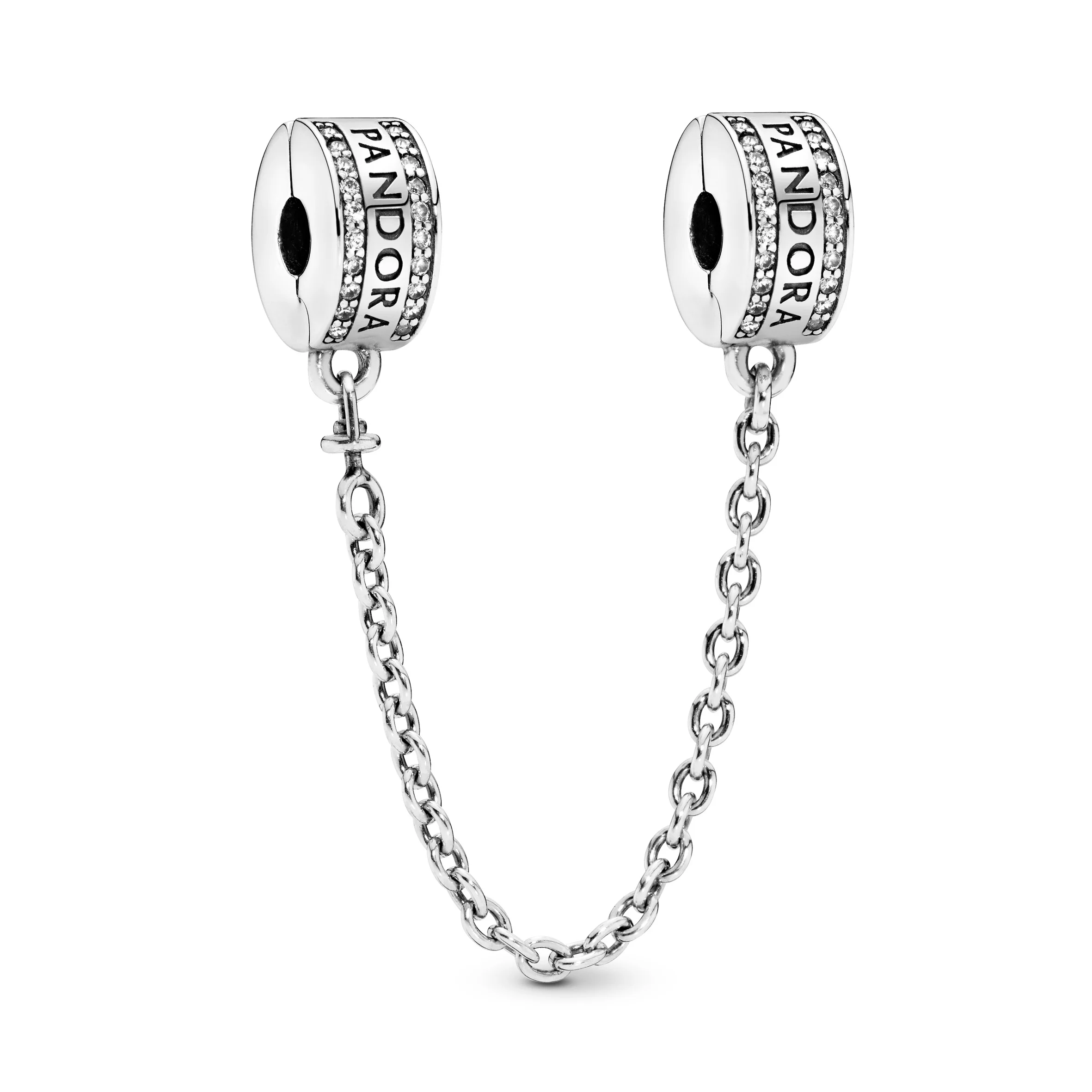Pandora Logo Silver Safety Chain With Clear Cubic Zirconia And Silicone - Image 4