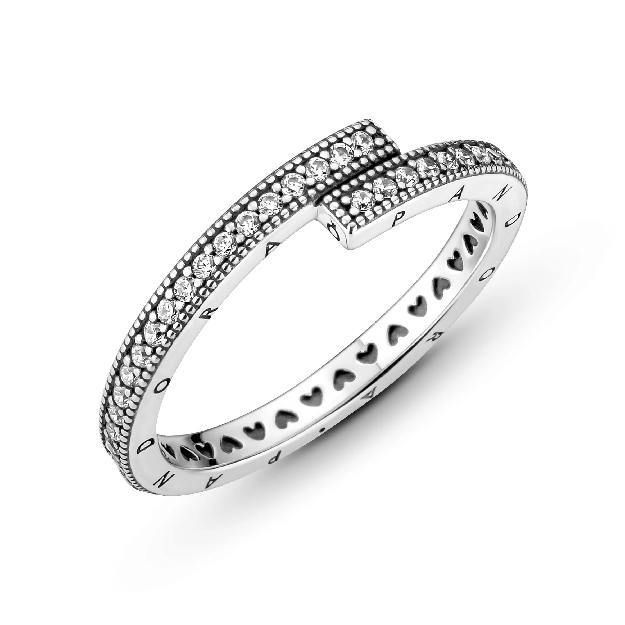 Pandora Logo Sterling Silver Ring With Clear Cubic Zirconia - Image 3