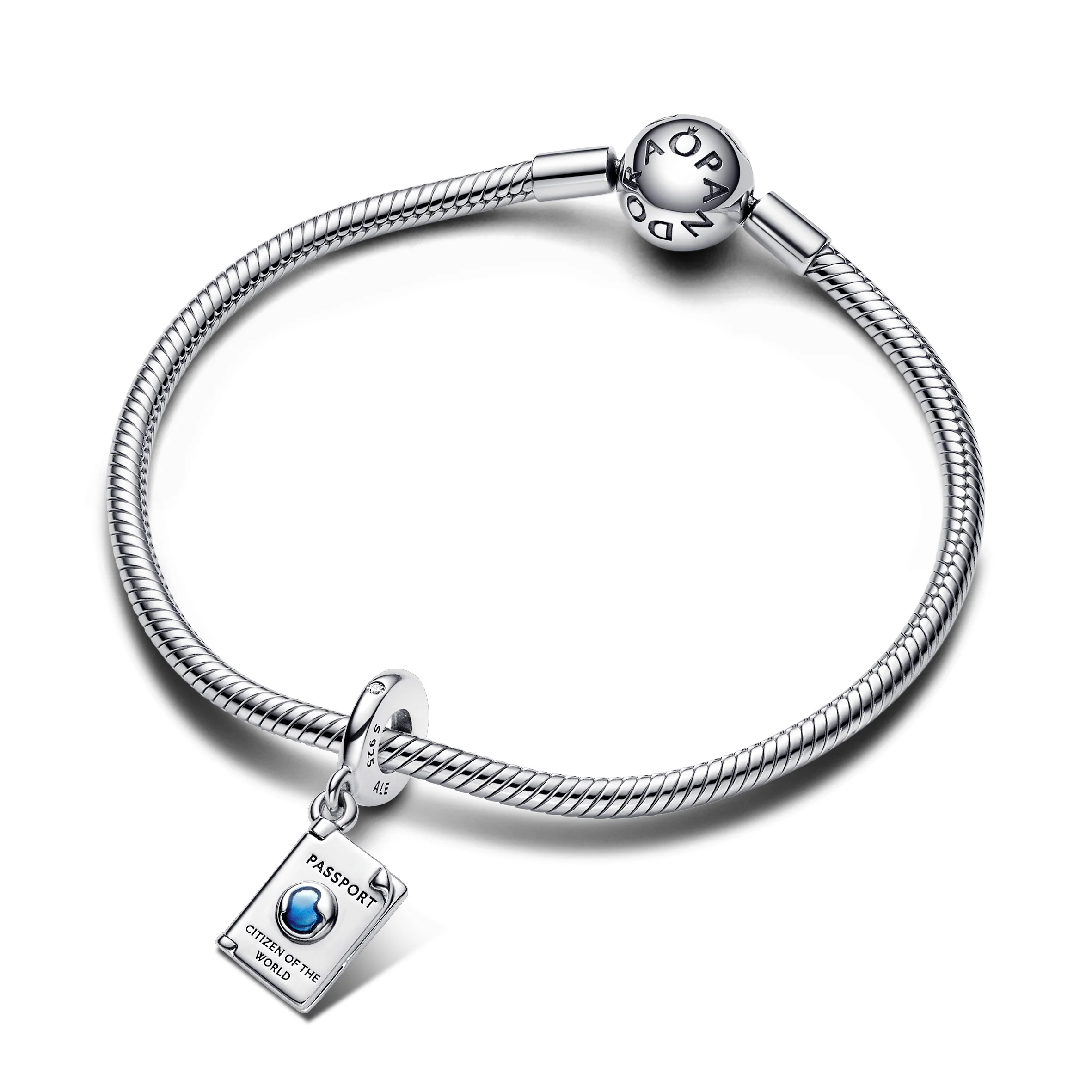 Passport Sterling Silver Dangle With Clear Cubic Zirconia And Shaded Blue Enamel - Image 4