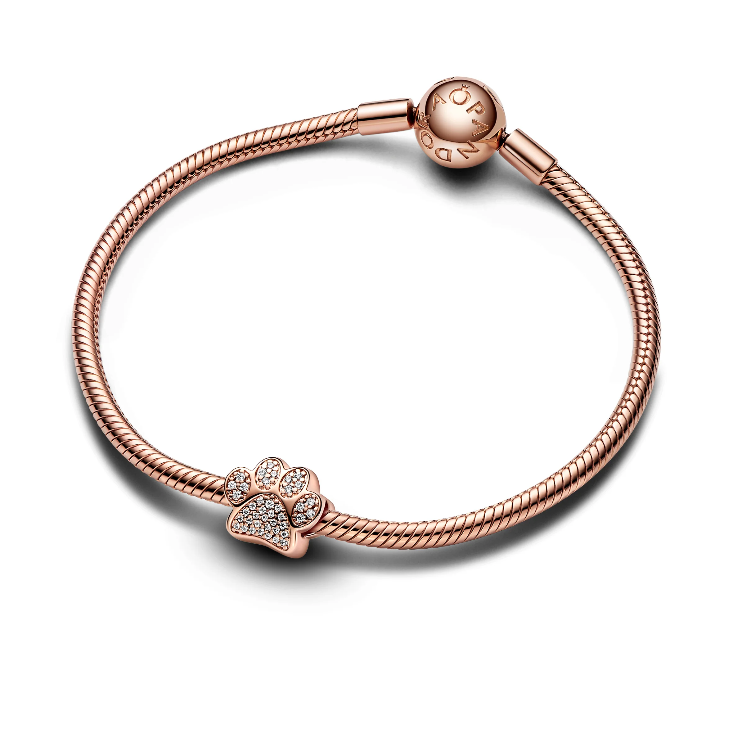 Paw 14K Rose Gold-Plated Charm With Clear Cubic Zirconia - Image 3