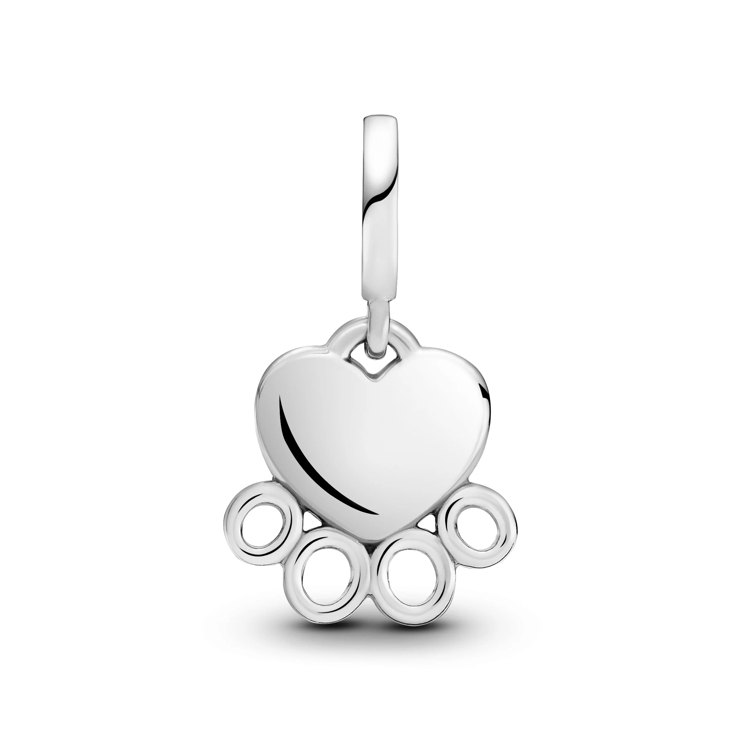 Paw Print And Heart Sterling Silver Dangle - Image 3