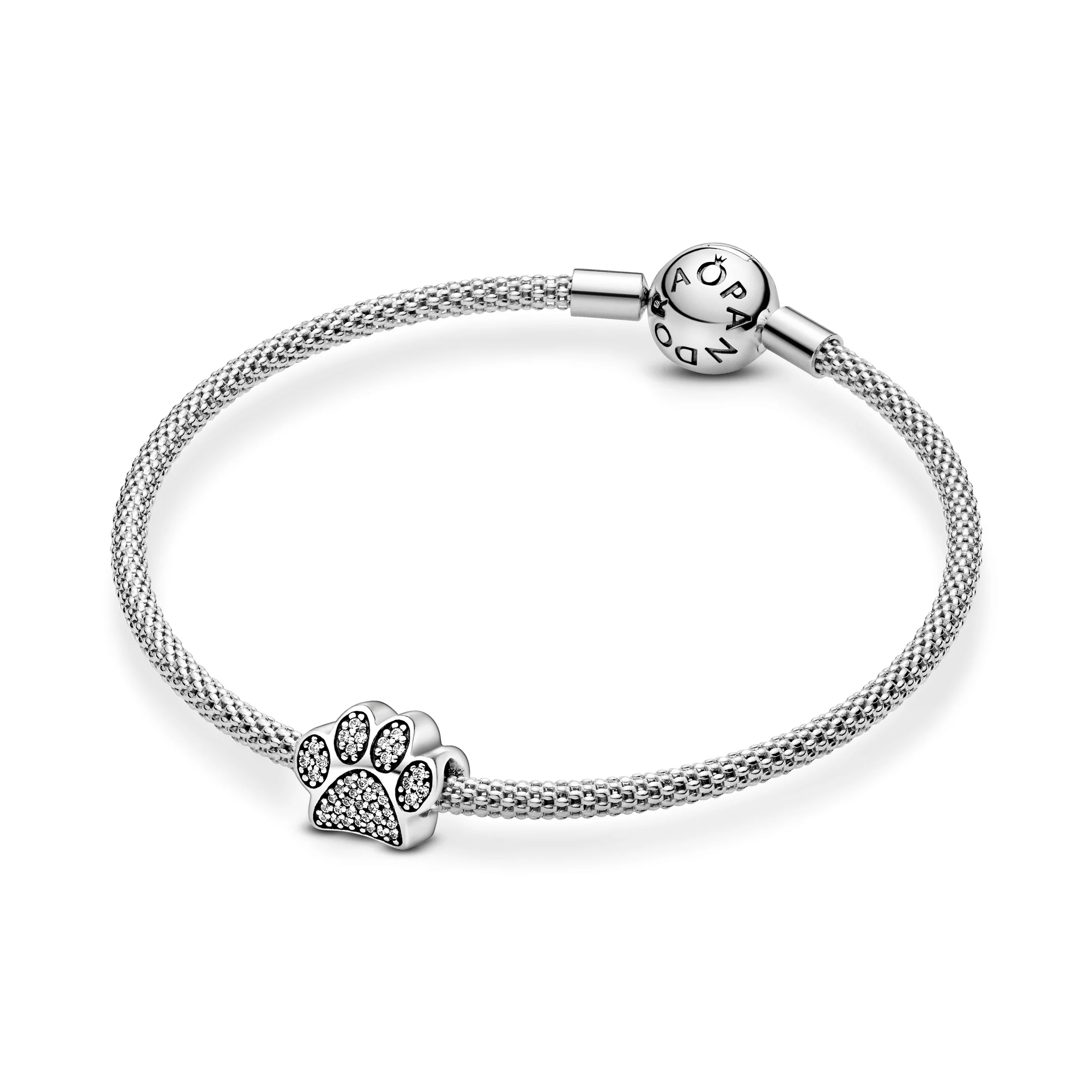 Paw Silver Charm With Cubic Zirconia - Image 4