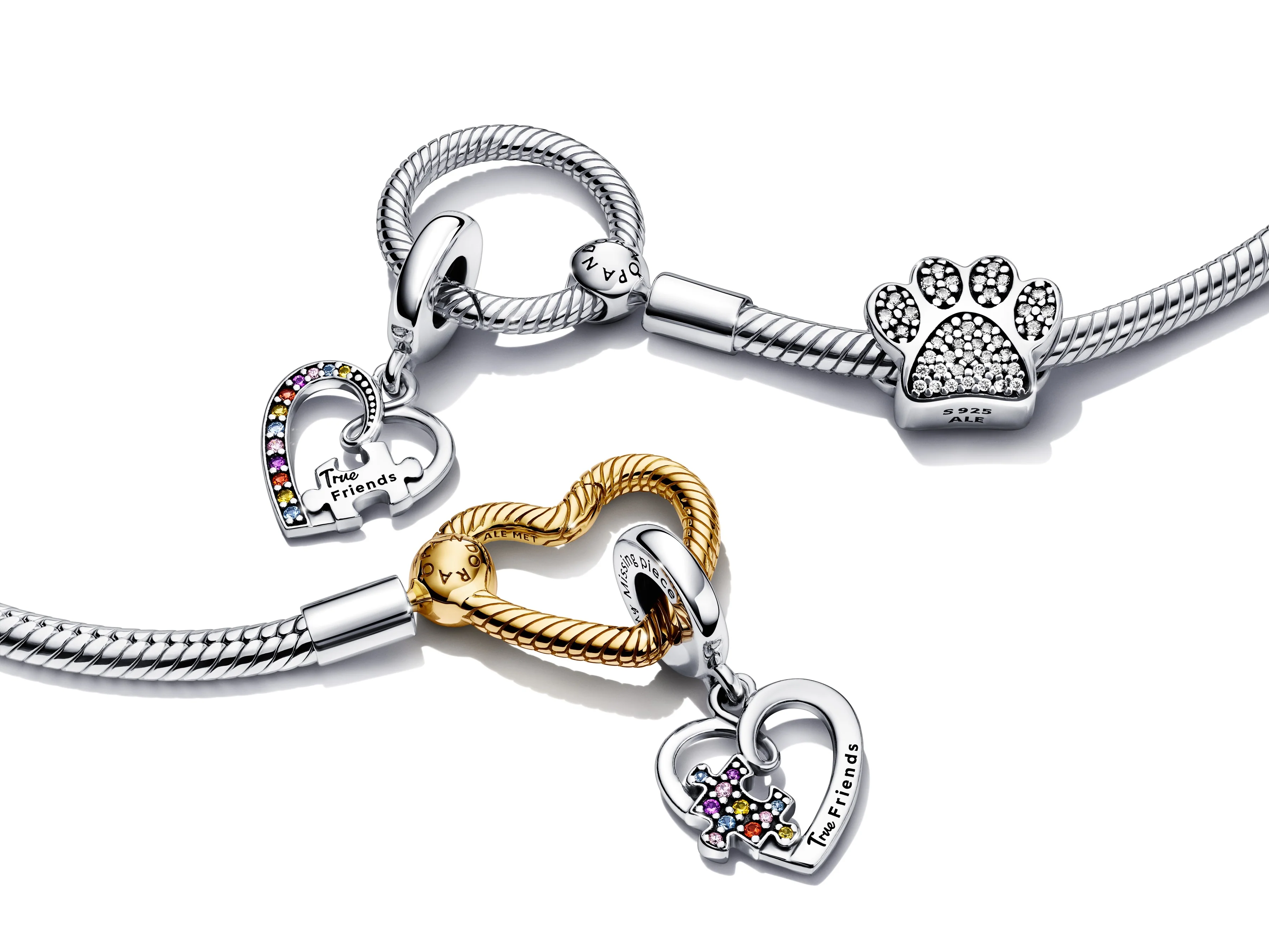 Paw Silver Charm With Cubic Zirconia - Image 5