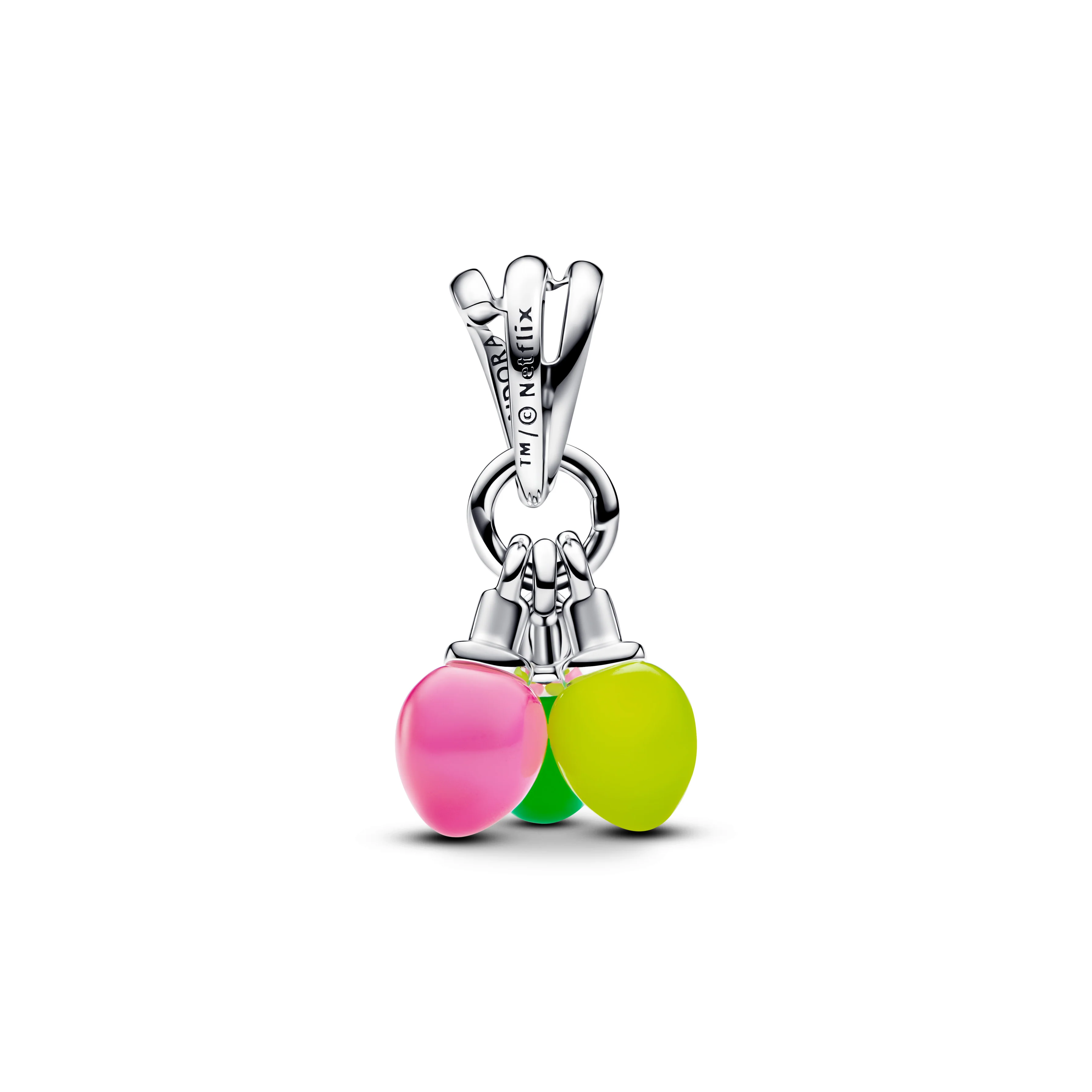 Project Red Lightbulbs Sterling Silver Dangle With Clear Cubic Zirconia, Black, Glow In The Dark Yellow, Green And Pink Enamel - Image 3