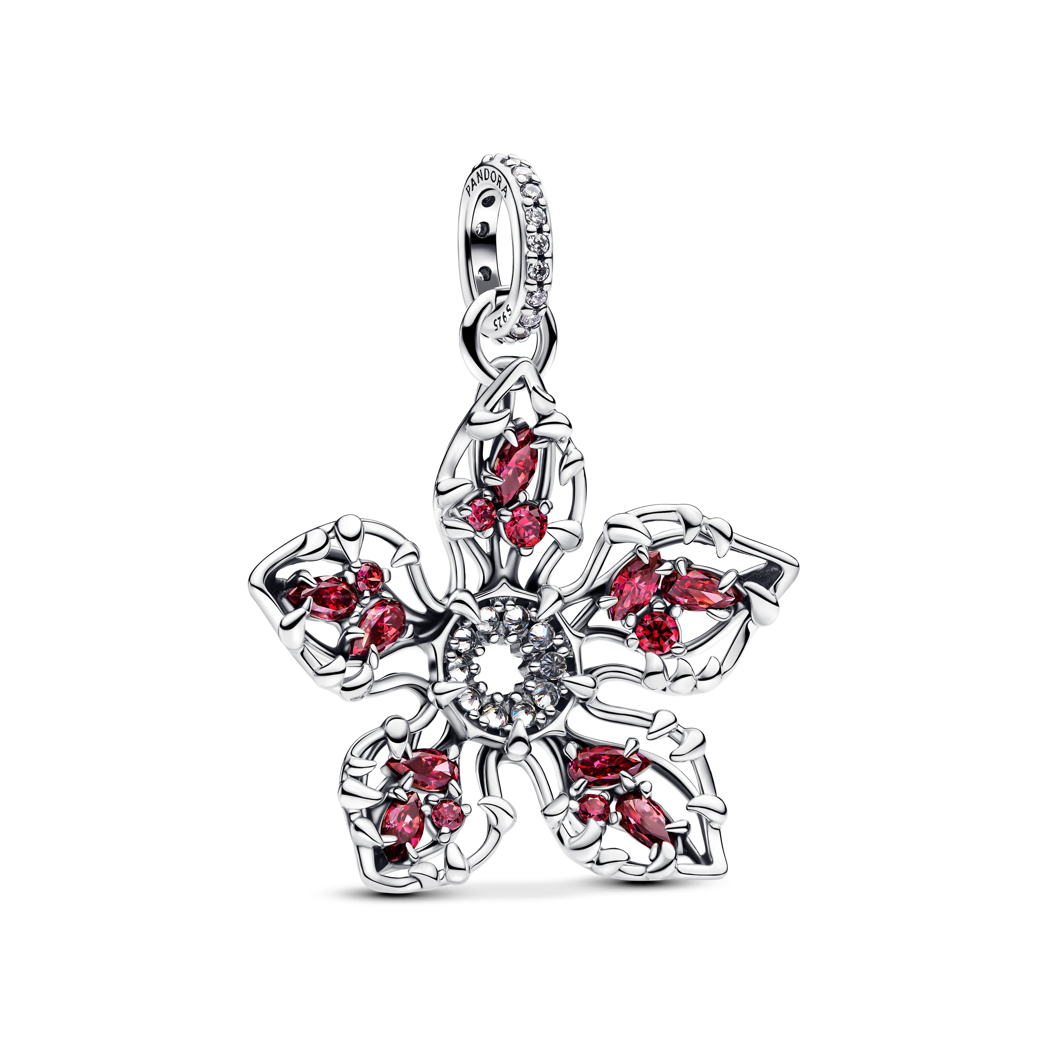 Project Red Sterling Silver Dangle With Red And Clear Cubic Zirconia