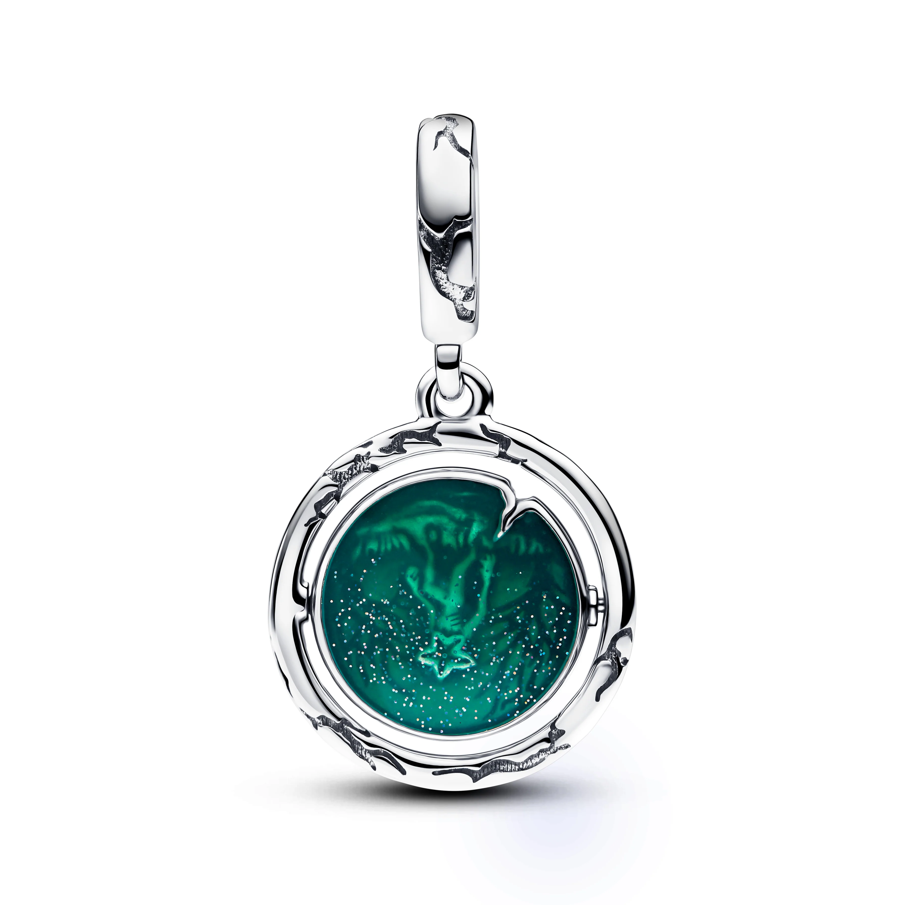 Project Red Sterling Silver Spinning Dangle With Glow In The Dark Glittery Green And  Glittery Red Enamel - Image 3