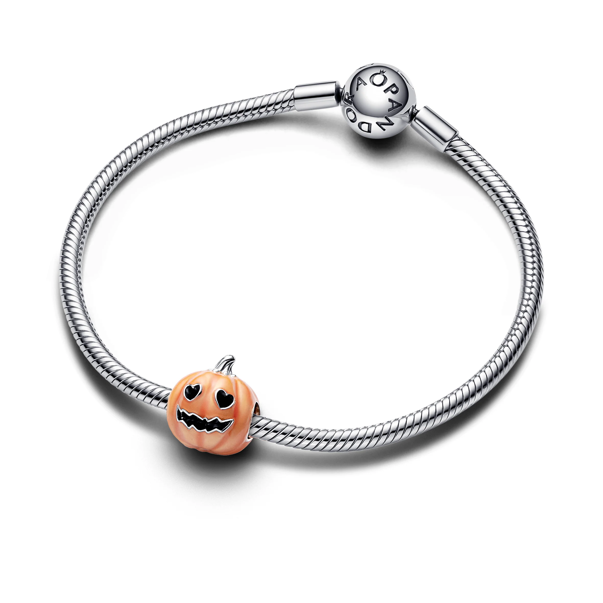 Pumpkin Sterling Silver Charm With Glow In The Dark Transparent Orange Enamel - Image 4