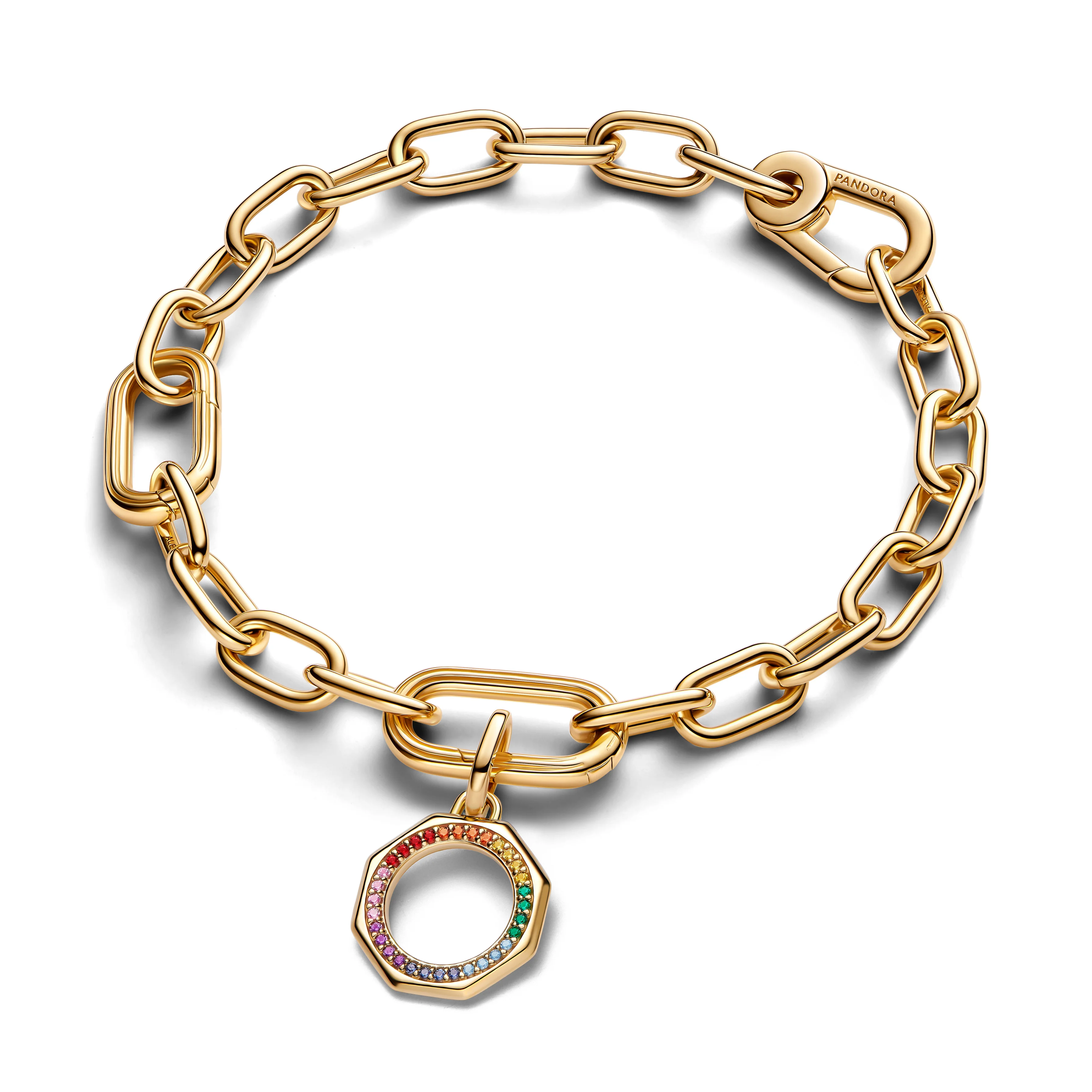 Rainbow 14K Gold-Plated Medallion With Green, Pink, Blue, Red, Purple, Orange And Yellow Crystal - Image 5