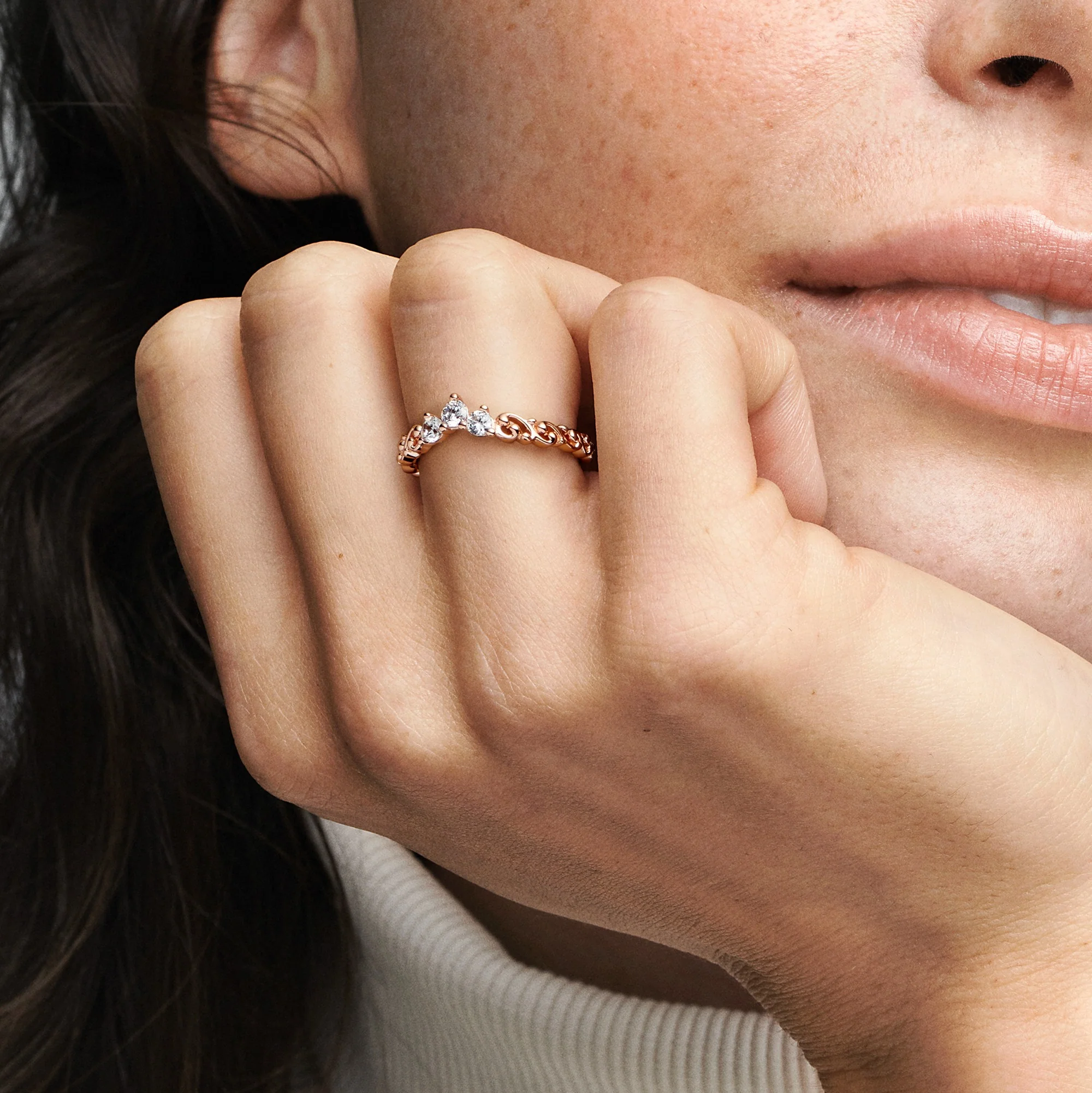 Regal Tiara 14K Rose Gold-Plated Ring With Clear Cubic Zirconia - Image 2