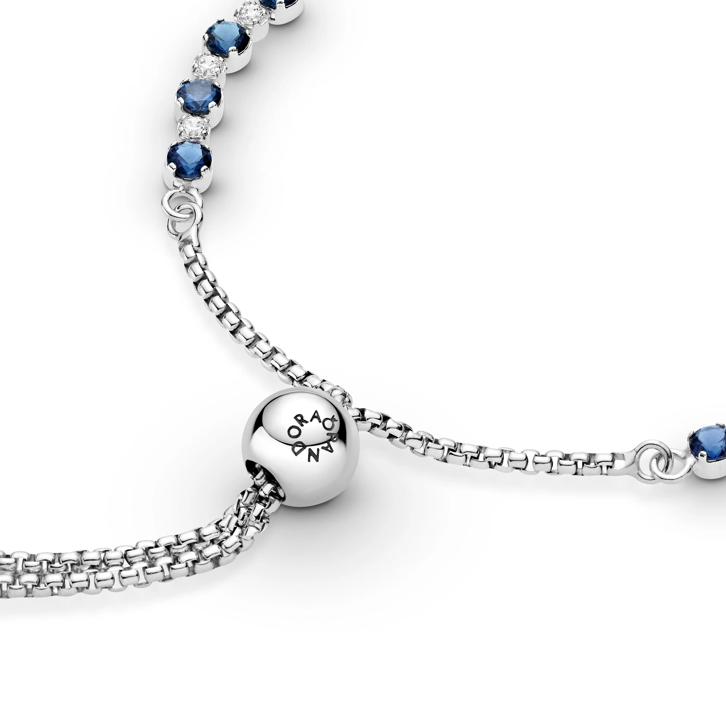 Rhodium Plated Sterling Silver Bracelet With Moonlight Blue Crystal And Clear Cubic Zirconia - Image 2