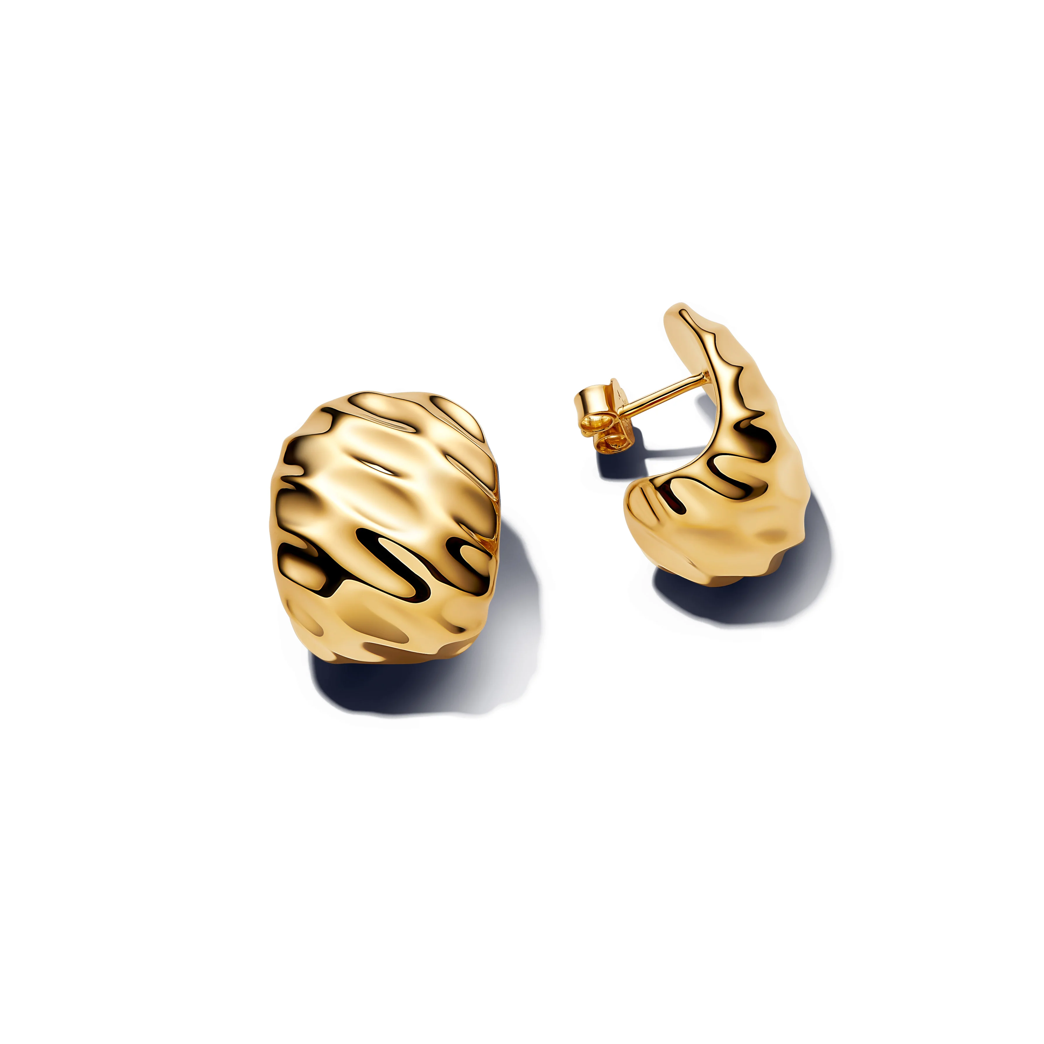 Rippled 14K Gold-Plated Hoop Earrings And Silicone